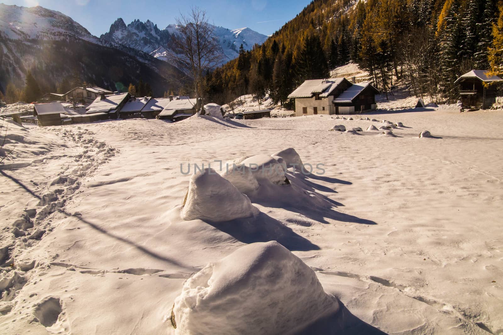 winter landscape of french alps