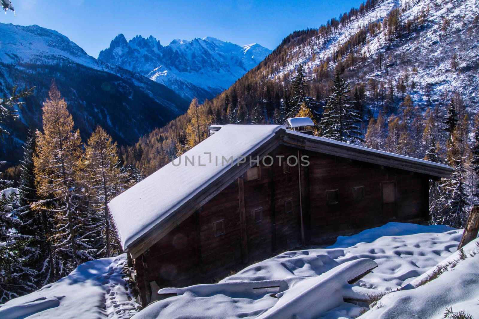 winter landscape of french alps