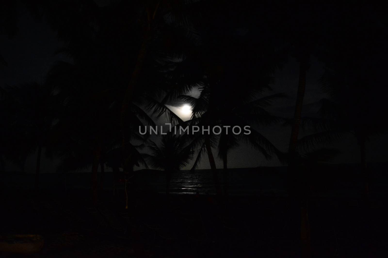 Moon over the sea in Mexico in Playa del Carmen