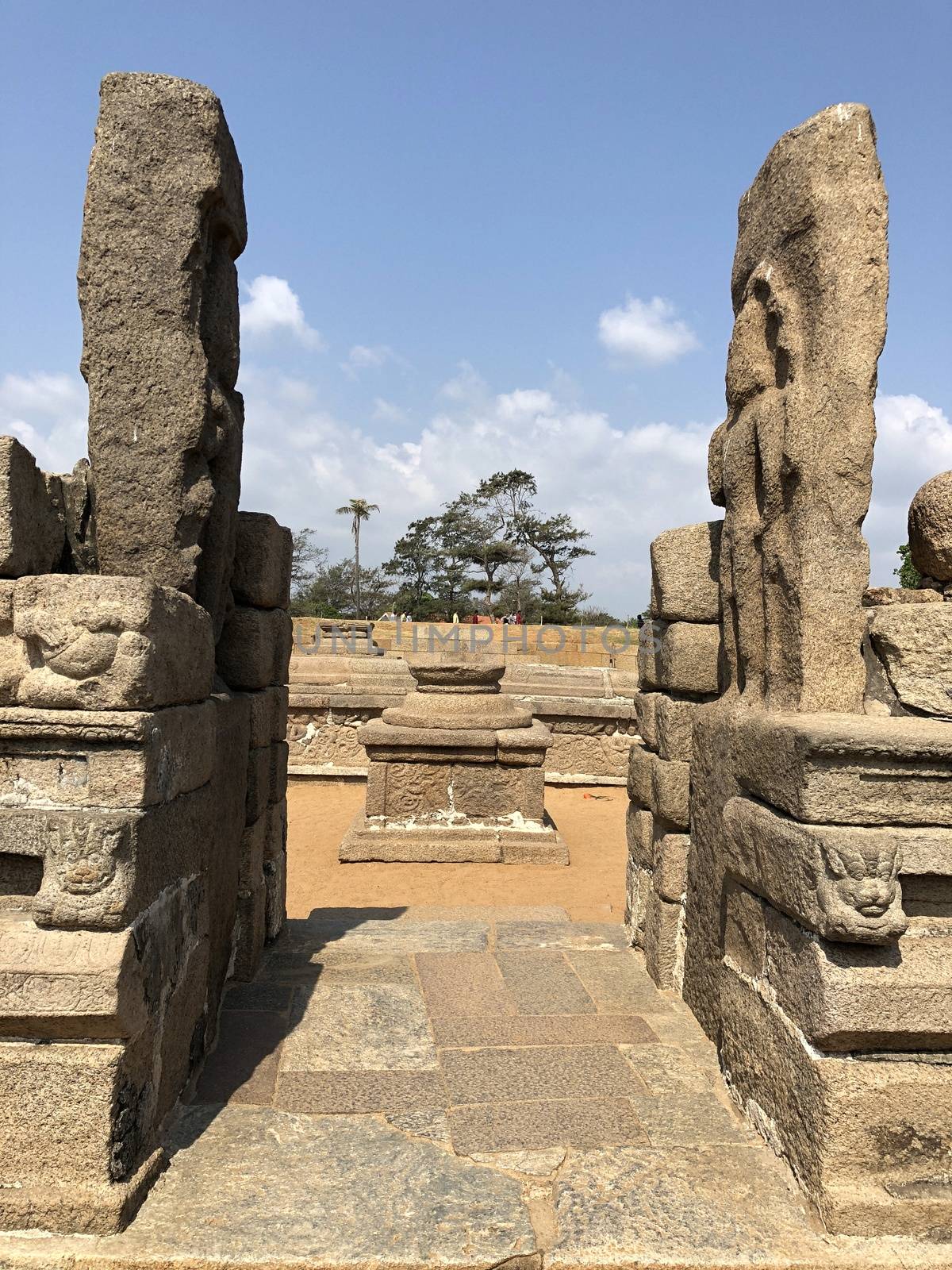 Shore temple is the structural building built with the block of granite at 8th Century AD. It is one of the Group of Monuments at Mahabalipuram and it has been classified as a UNESCO World Heritage Site. Shore temple is the oldest structural rock-cut stone temples of South India and contains complex of temples and shrines. This temple complex is initiated by King  Narasimhavarman II and it is called one of the Seven Pagodas in ancient times.
