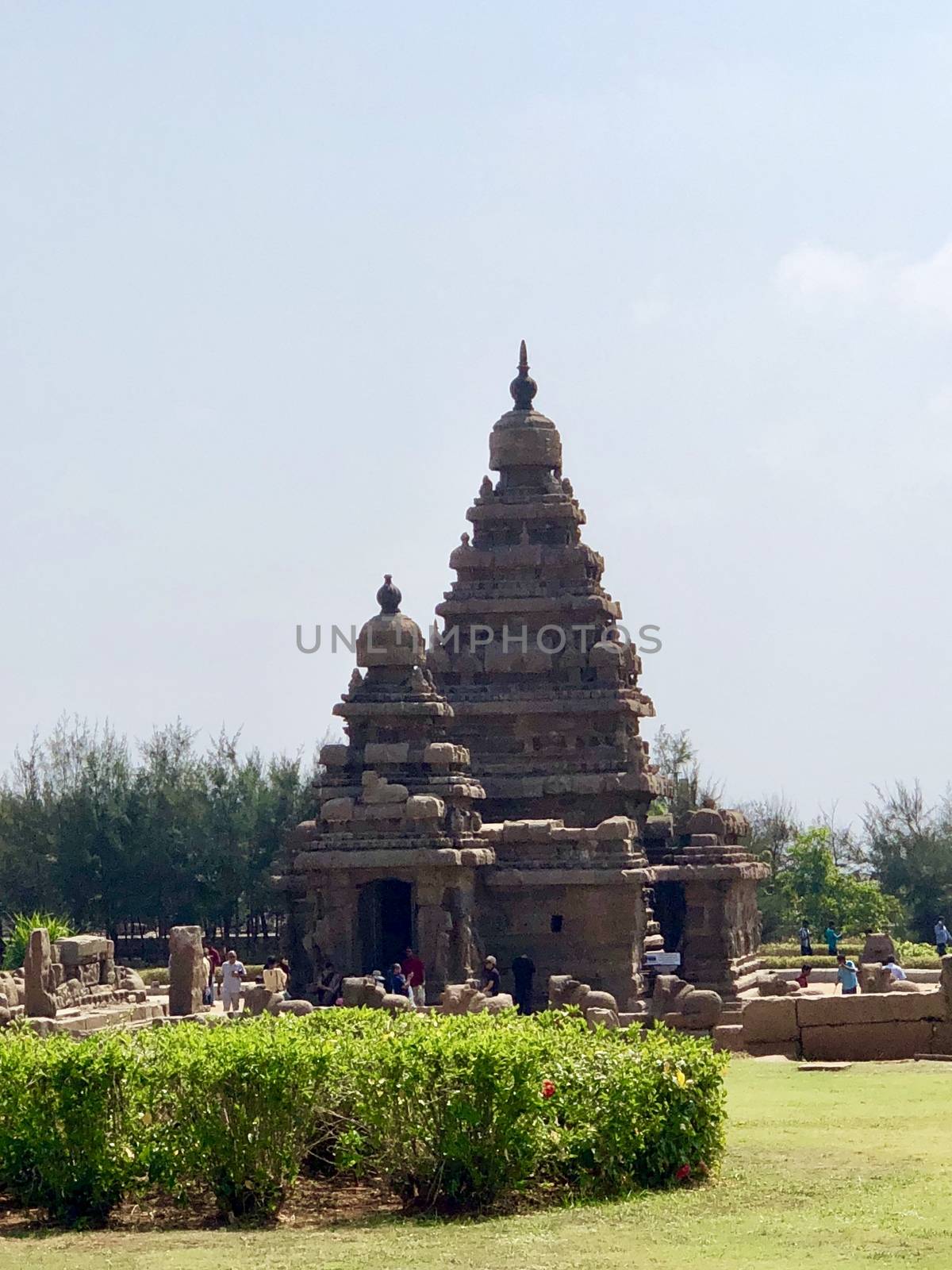Shore temple is the structural building built with the block of granite at 8th Century AD. It is one of the Group of Monuments at Mahabalipuram and it has been classified as a UNESCO World Heritage Site. Shore temple is the oldest structural rock-cut stone temples of South India and contains complex of temples and shrines. This temple complex is initiated by King  Narasimhavarman II and it is called one of the Seven Pagodas in ancient times.
