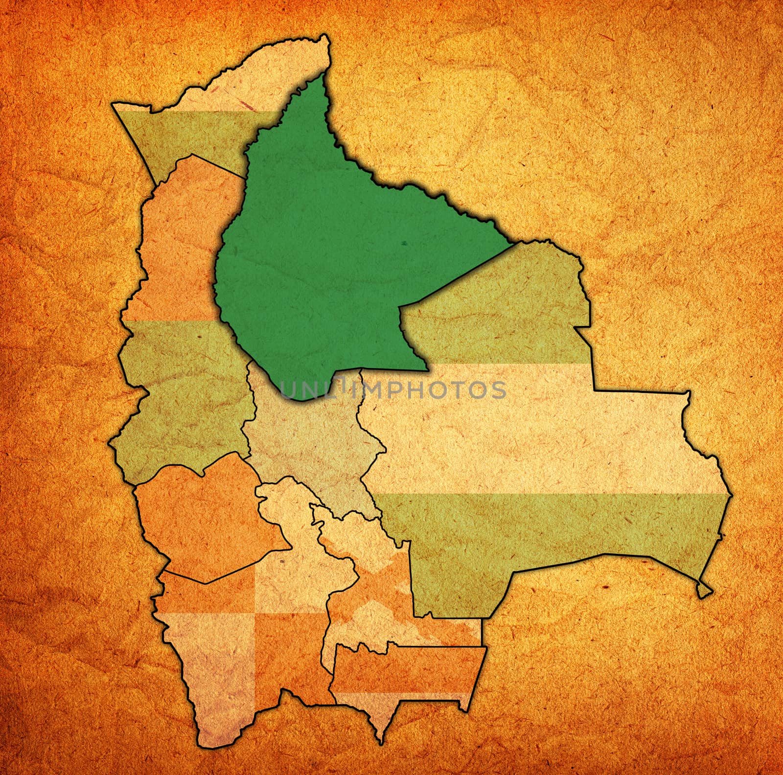 territory of Beni region on administration map of Bolivia by michal812