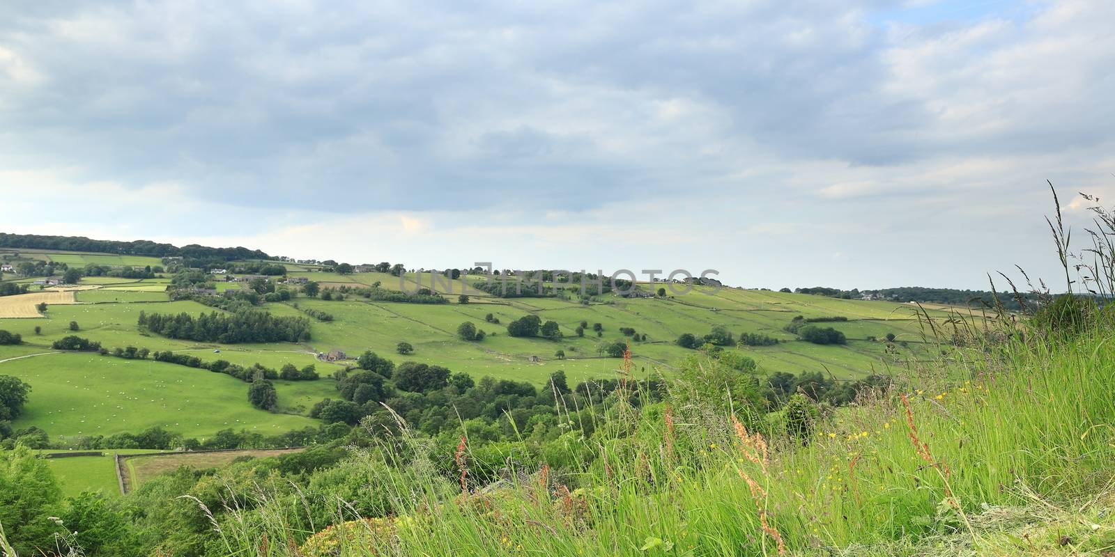 A view across the West Yorkshire countryside close to the village of Haworth in northern England.