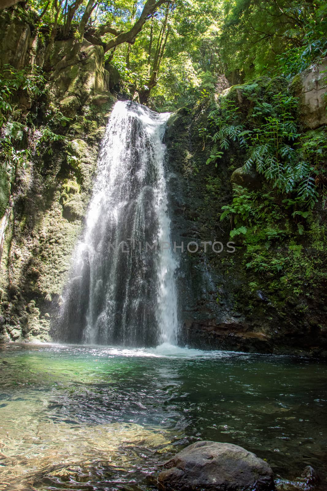 walk and discover the prego salto waterfall on the island of sao miguel, azores, Portugal.