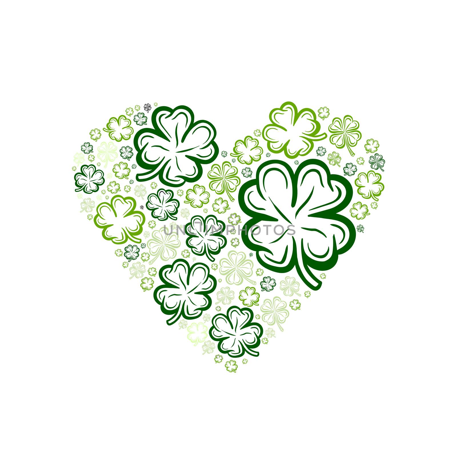 Digitally generated Heart made of shamrocks vector