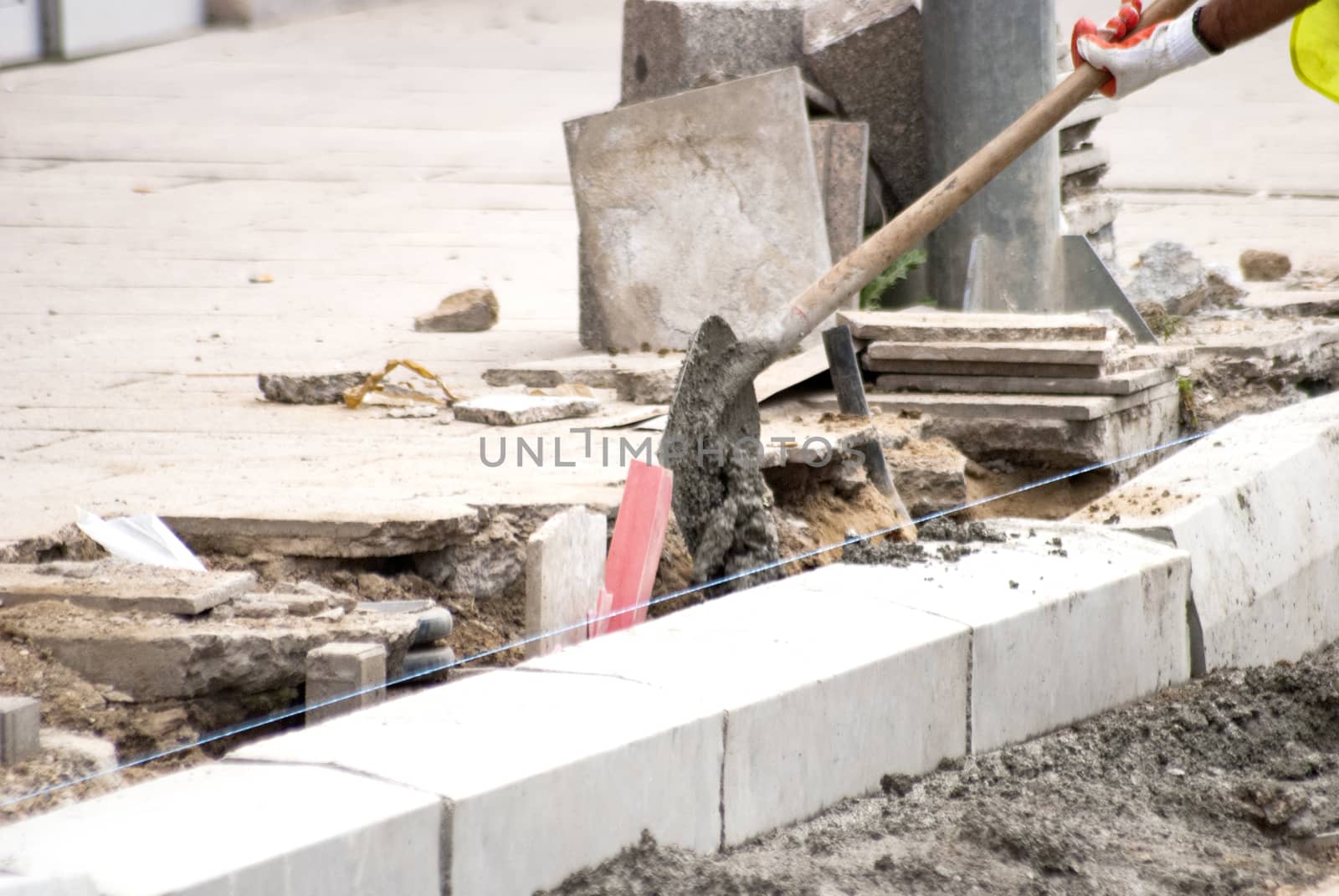 municipal work, reconstruction of a street road by nehru