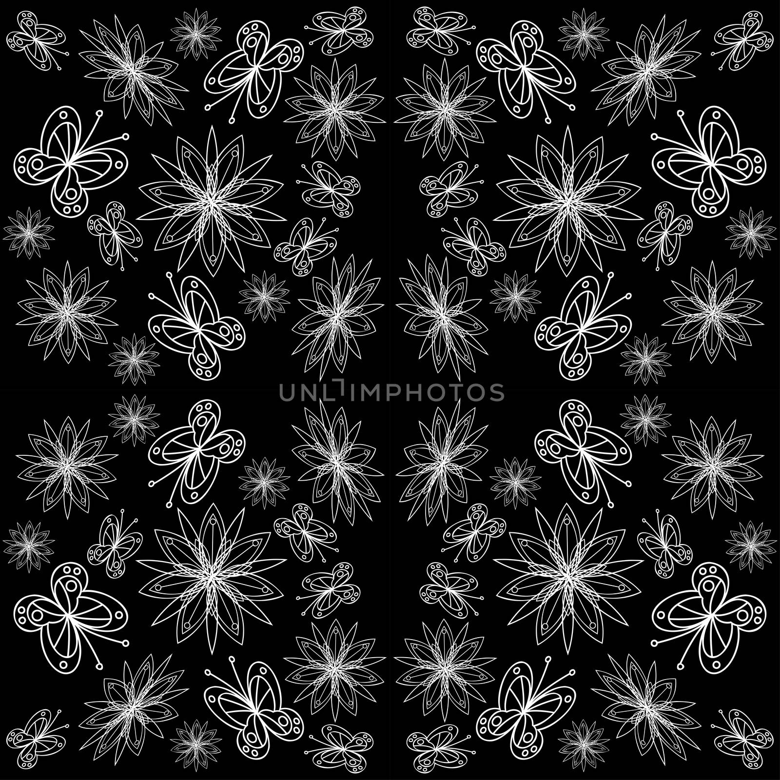 Linocut style meadow flowers - seamless pattern. Wildflowers in modern cutout style isolated on background, vector illustration for textile, wallpaper.