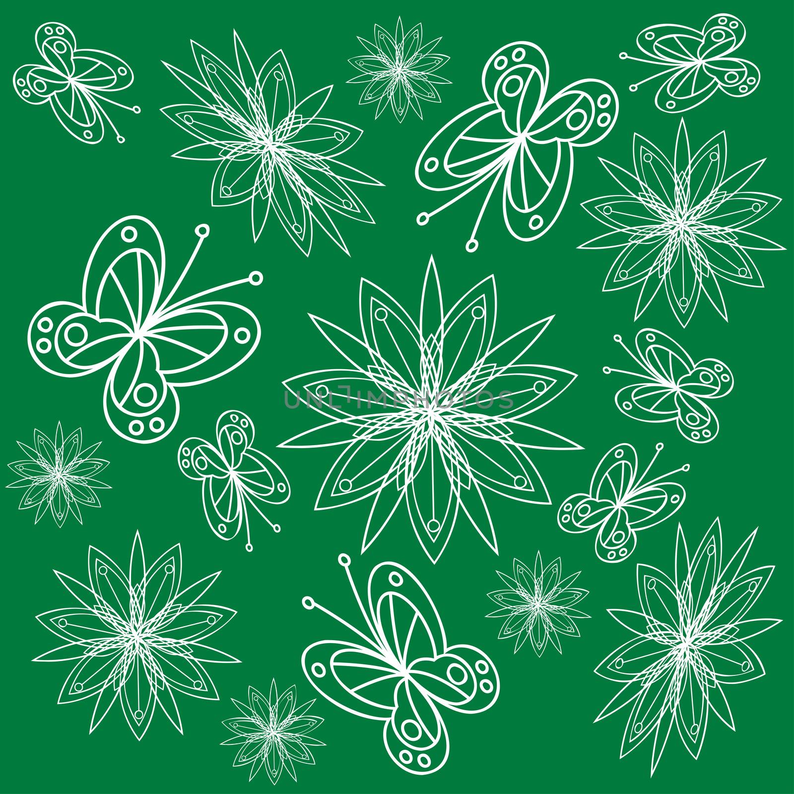 seamless pattern with leaves and flowers linocut style by eskimos