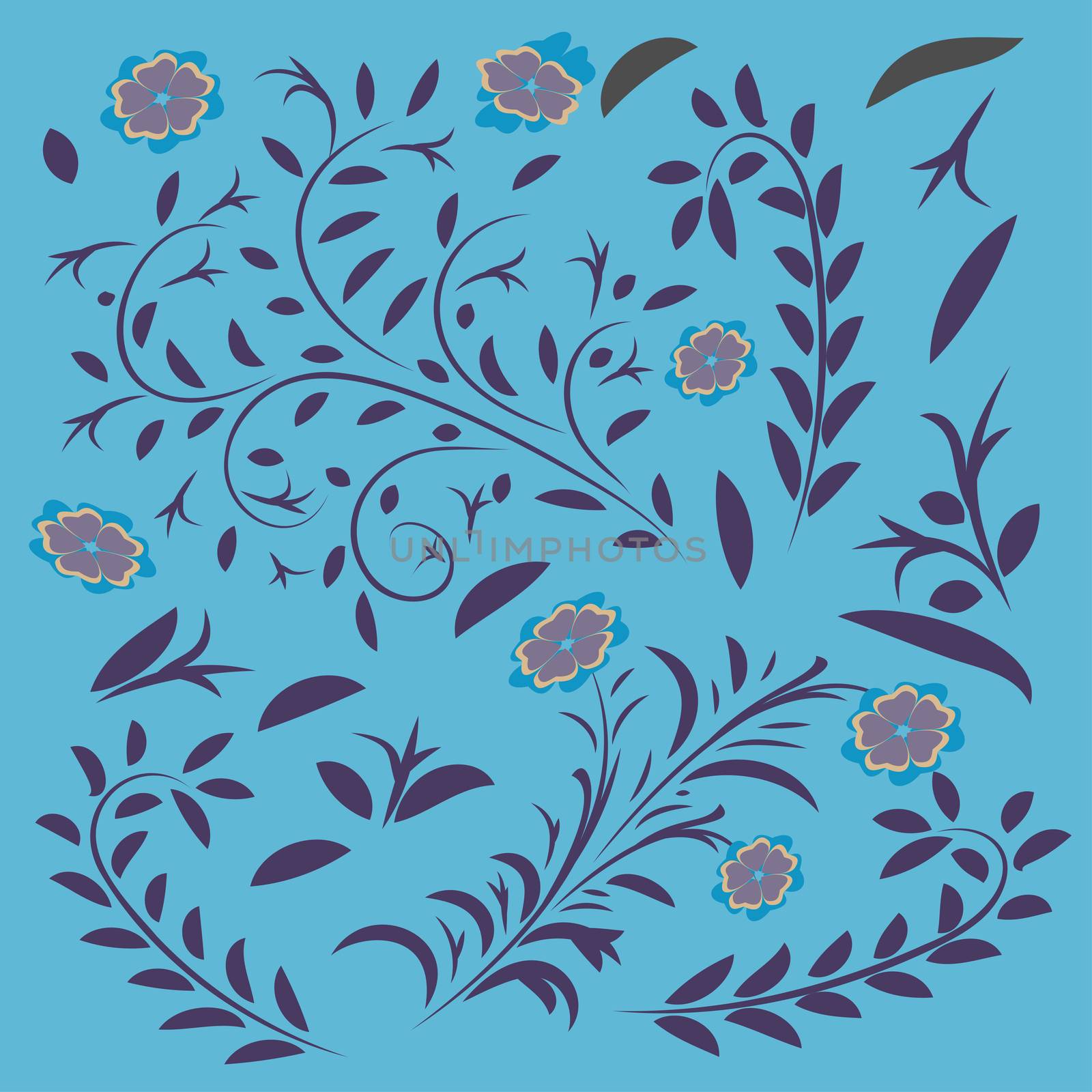 seamless floral pattern backgrounds with leaves and flowers vector design by eskimos