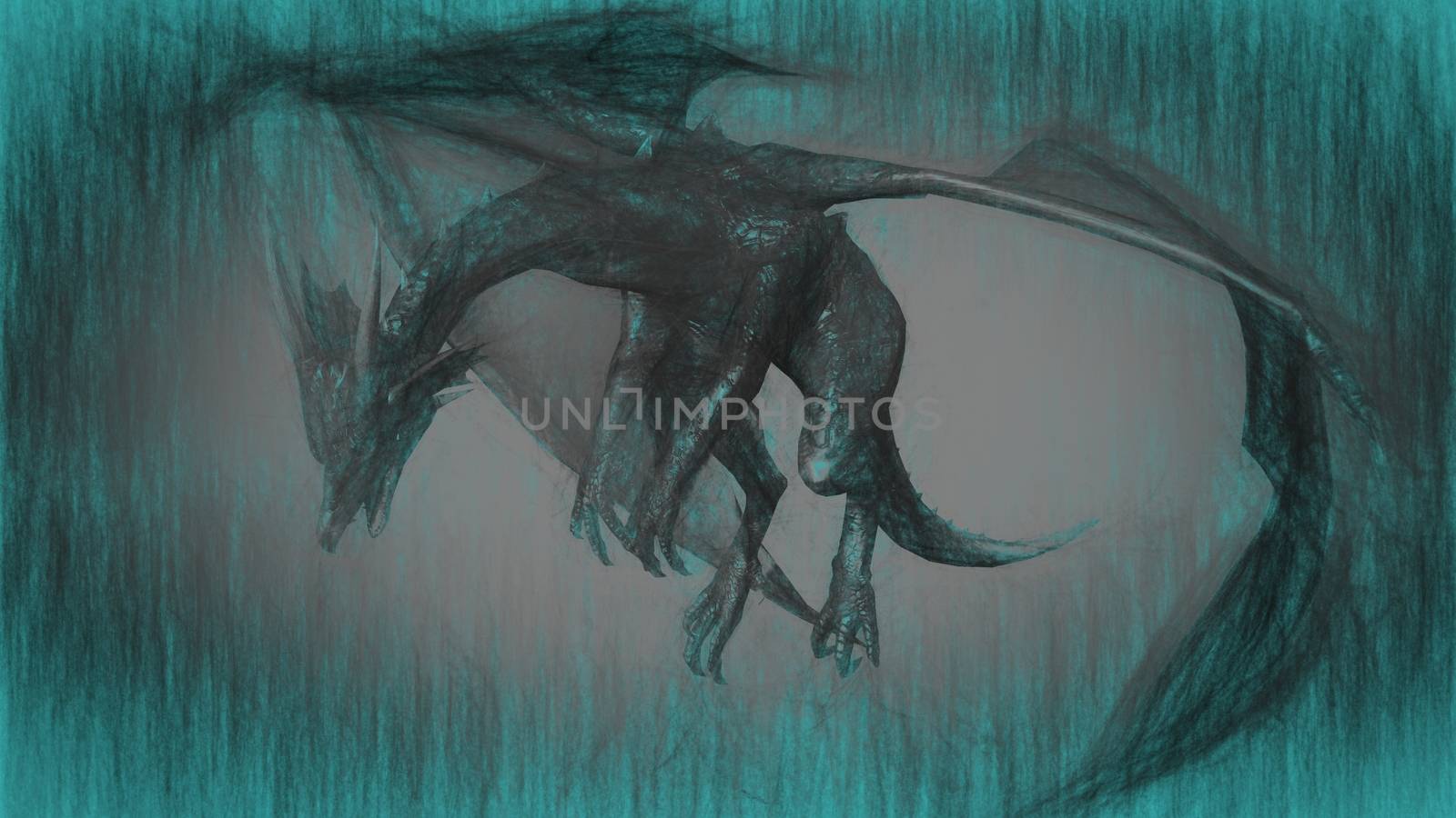 3d illustration of mythology creature, dragon

