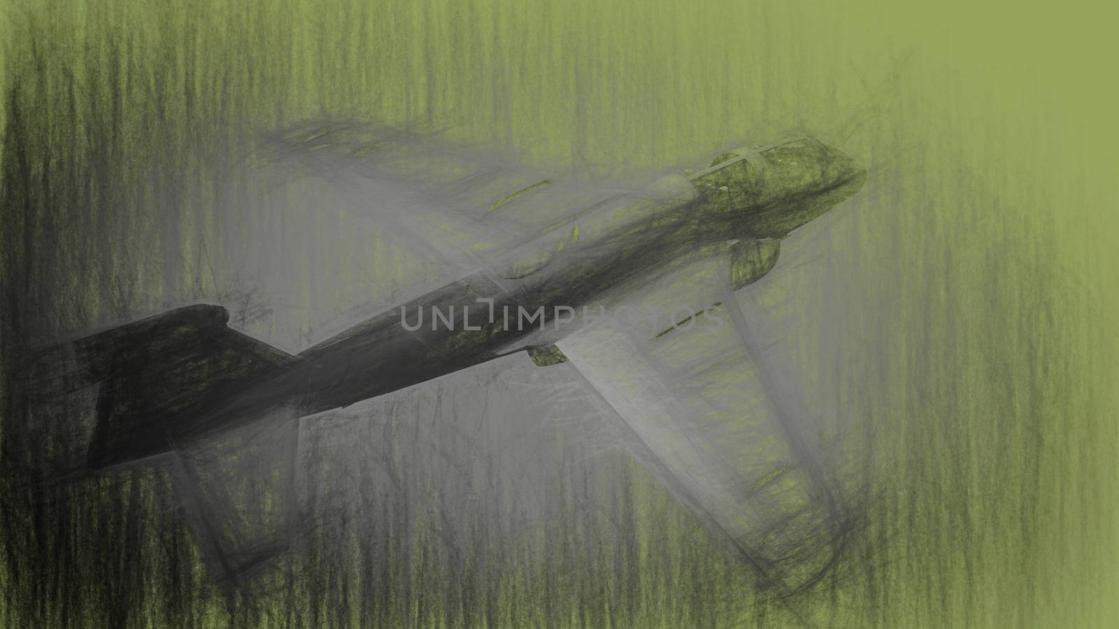 3d illustration of airplane on textured paper 
