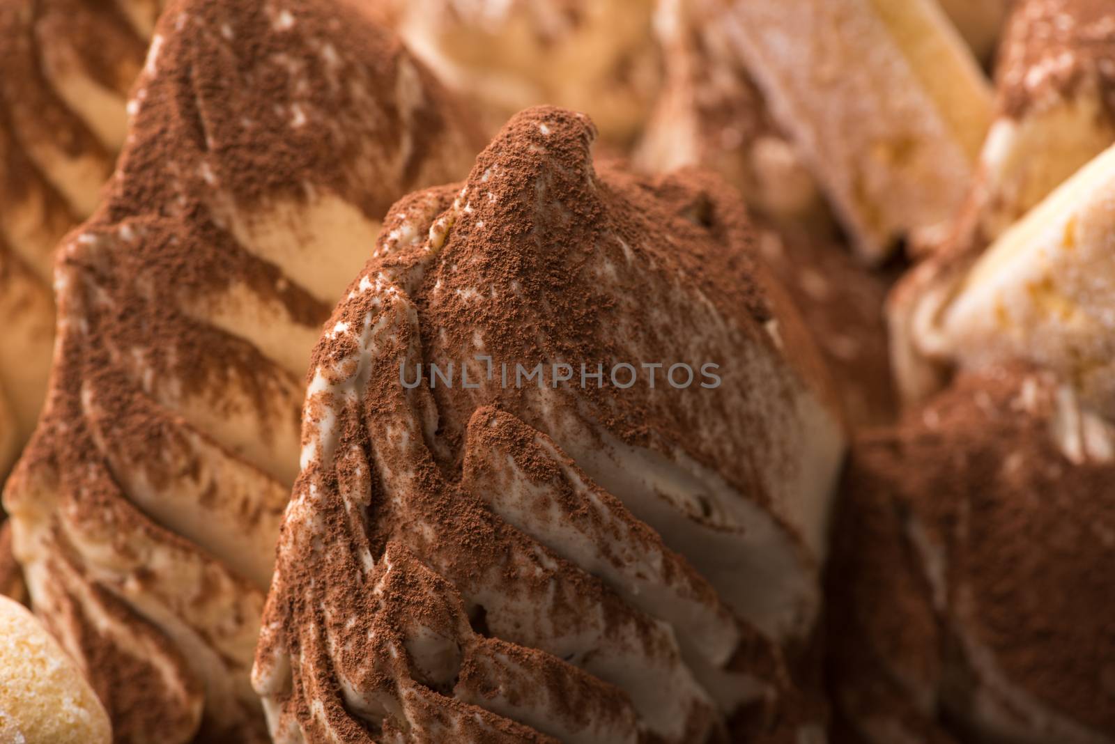 close-up of appetizing ice cream, macro photography