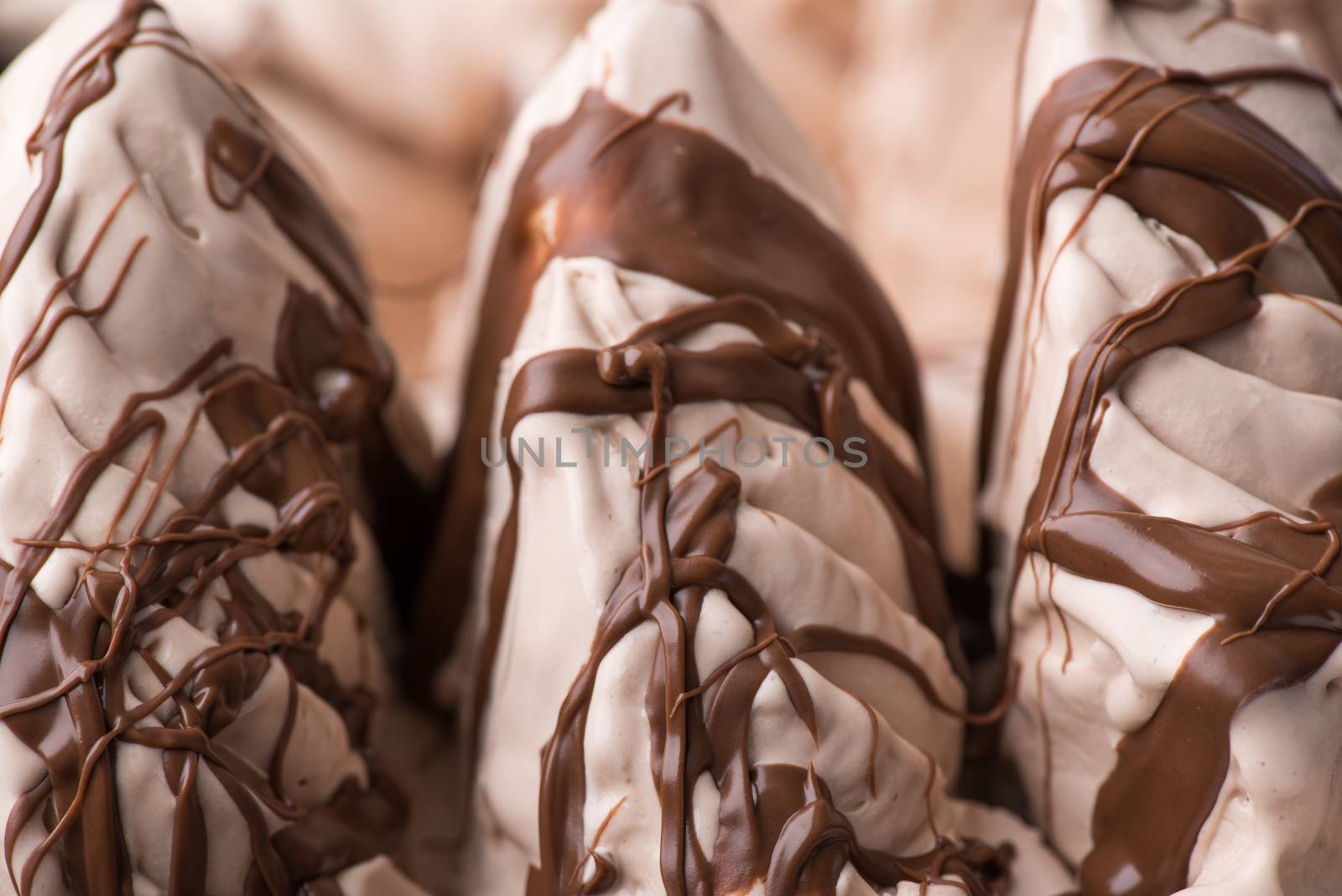 close-up of appetizing ice cream, macro photography