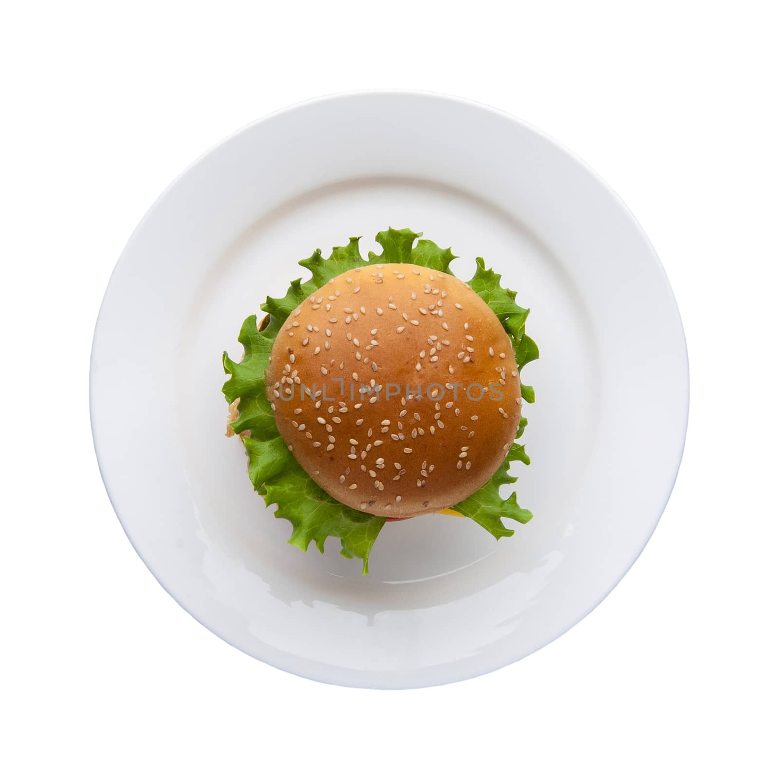 hamburger on a white plate by A_Karim