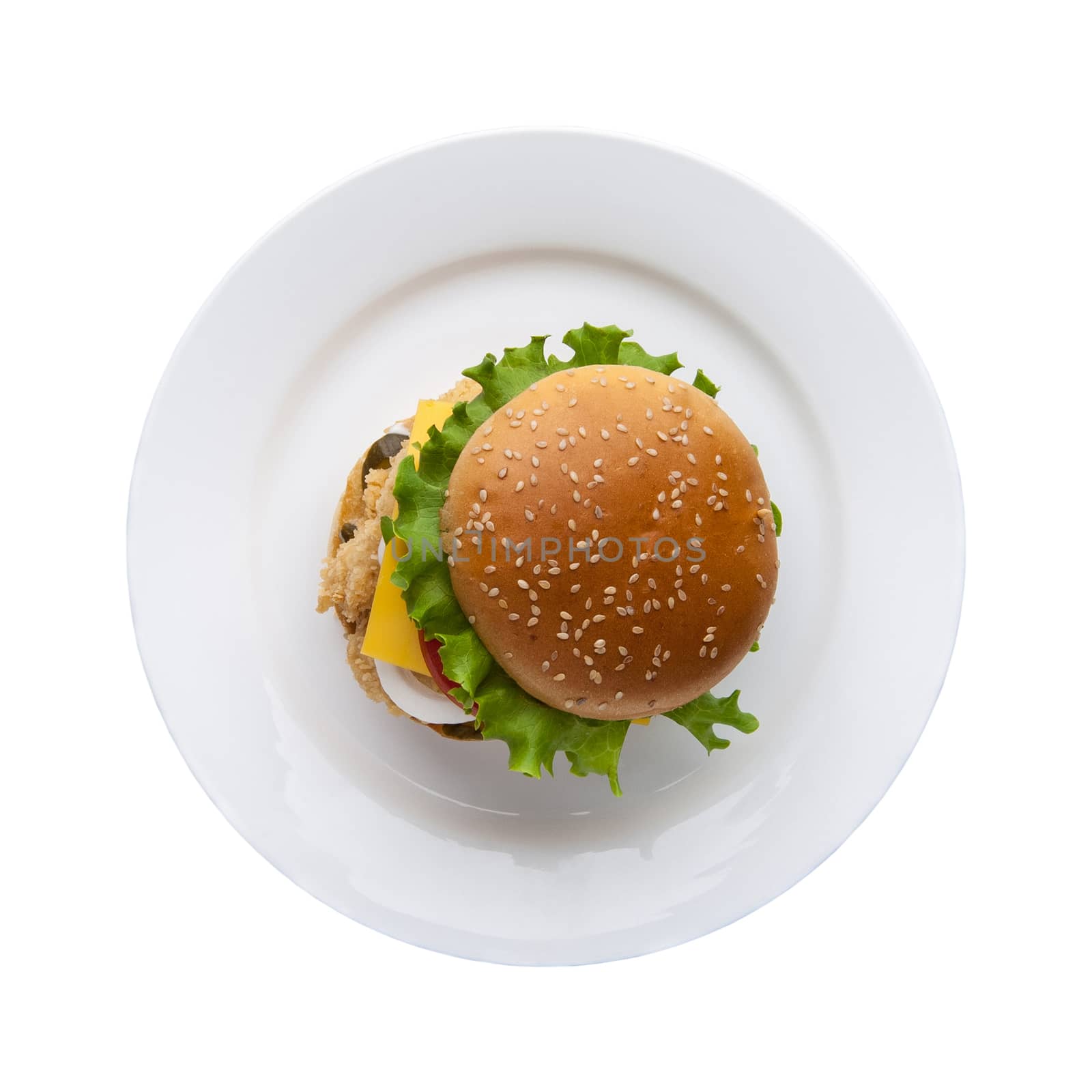 hamburger on a white plate by A_Karim