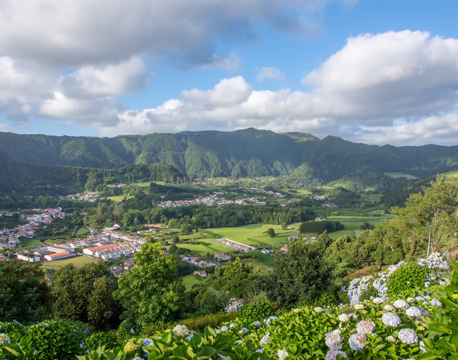 Walk on the Azores archipelago. Discovery of the island of Sao Miguel, Azores. Portugal. Furnas