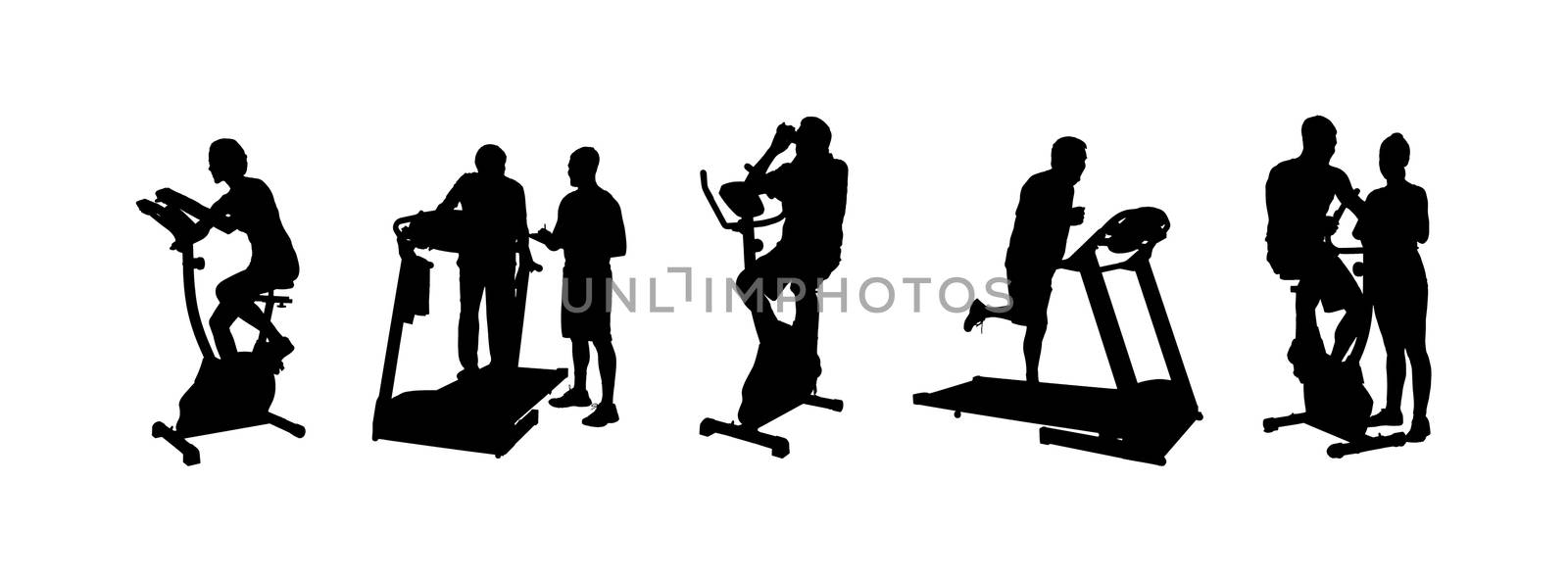 Silhouette of people working out vector by Wavebreakmedia