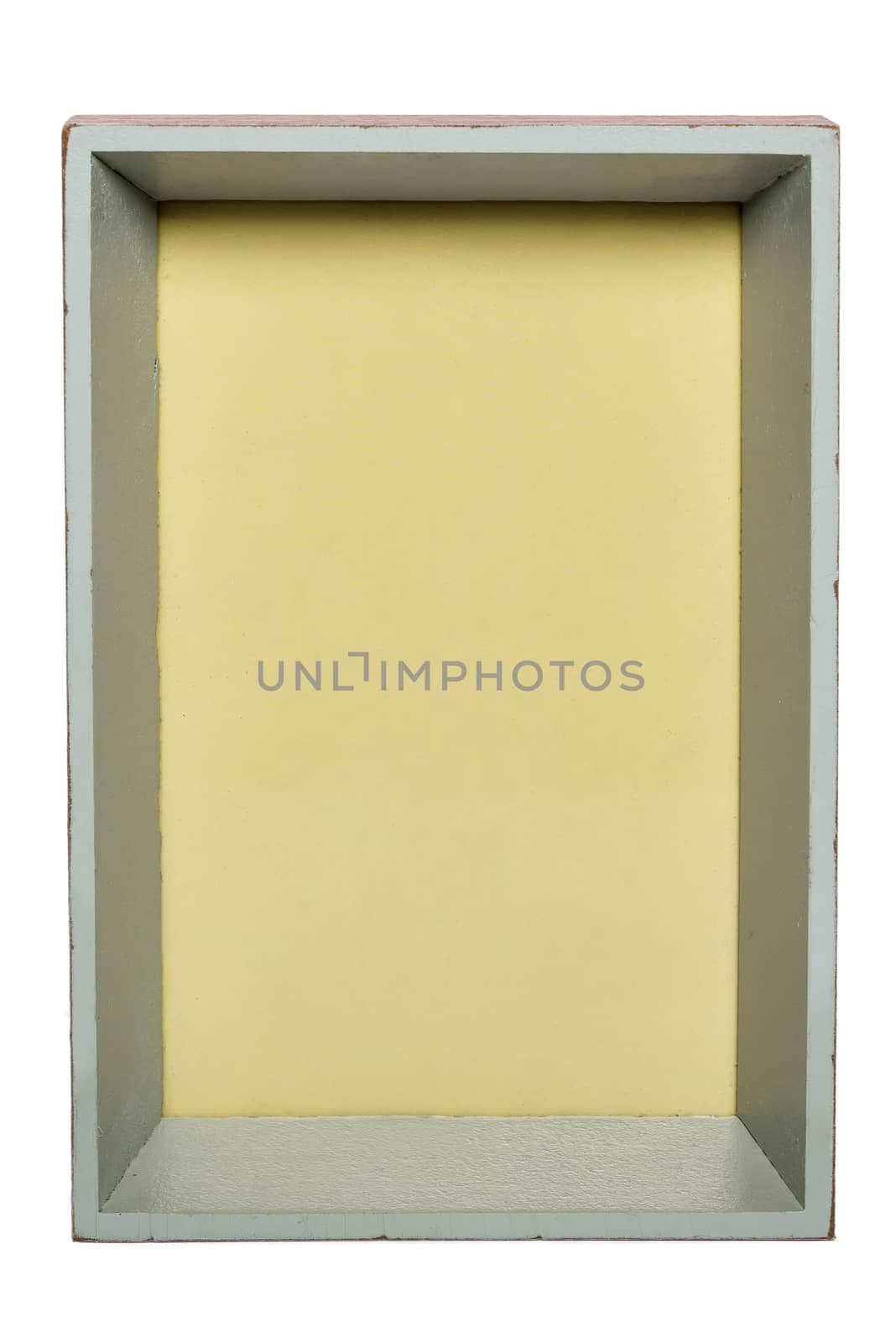 Photo frame with yellow background isolated on white with clipping path