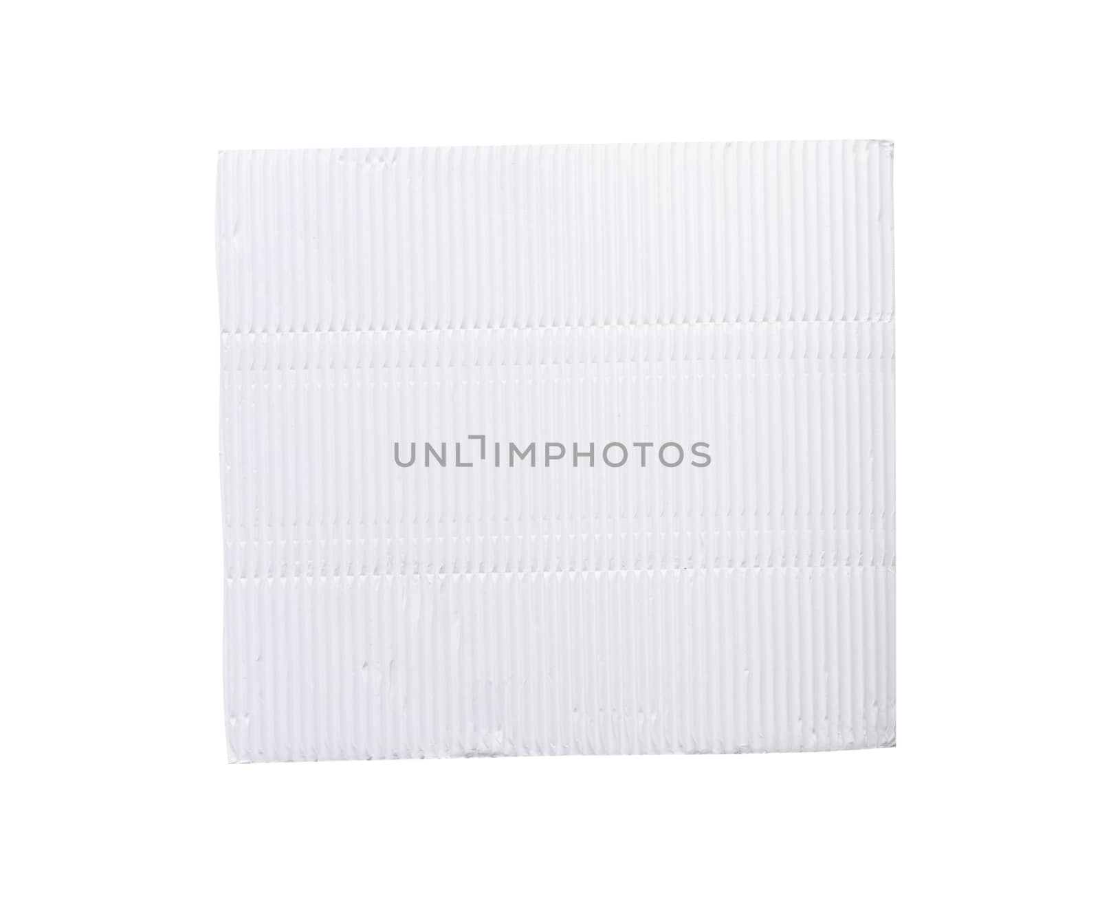 white blank corrugated paper sheet on white background , close up