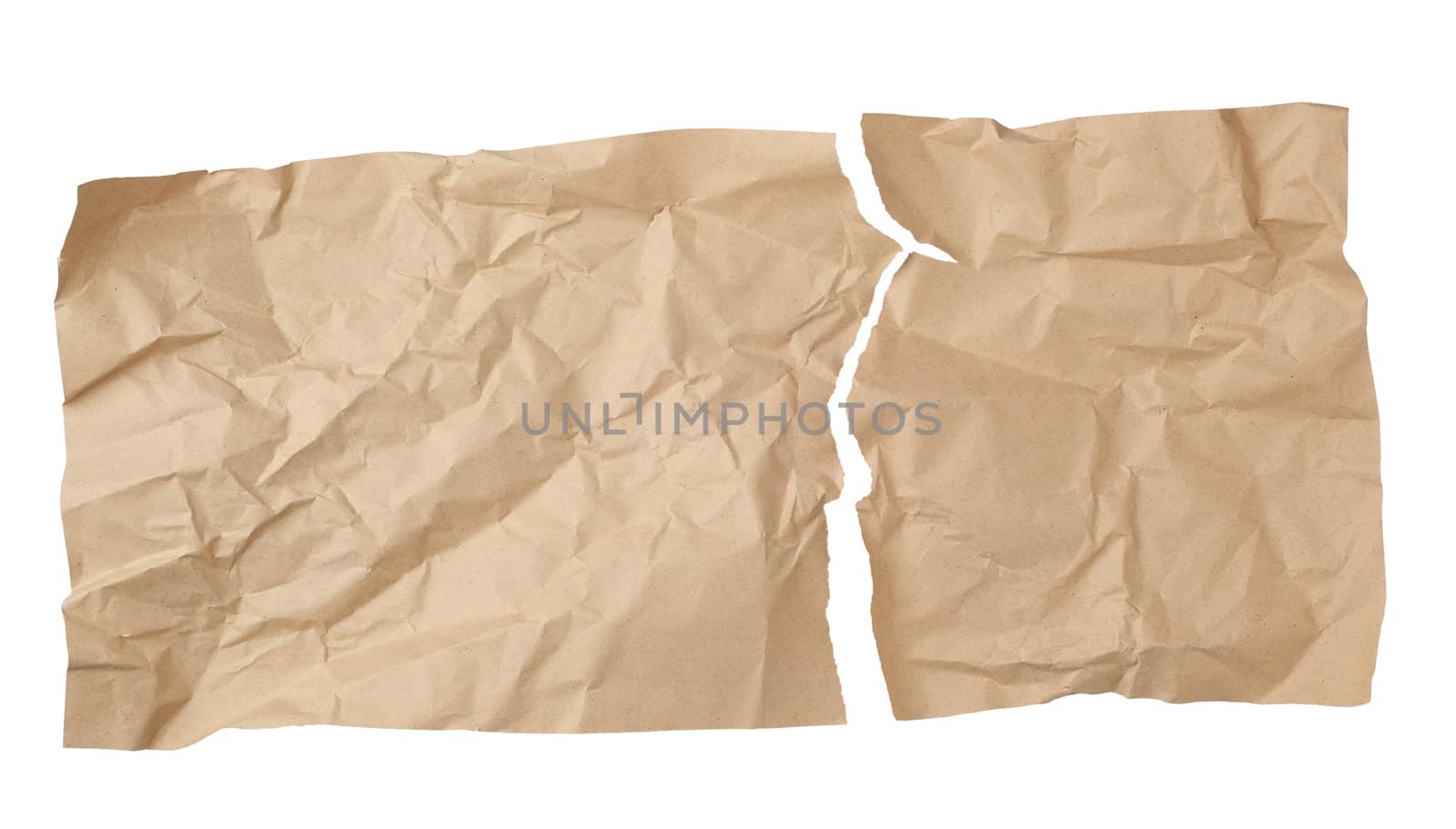 clean torn brown sheet of craft paper solated on a white background, template for designer