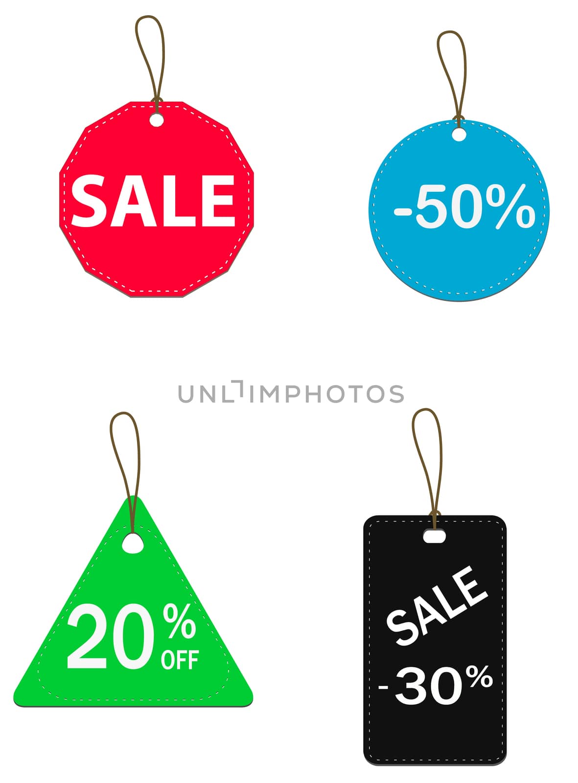 Four colored price tags. price tags icon for your web site design, logo, app, UI. labels symbol. multicolor label tags set isolated on white background.