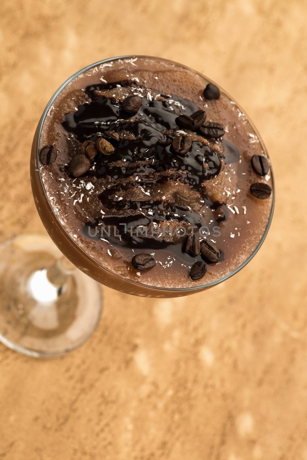 chocolate smoothie on a light brown background