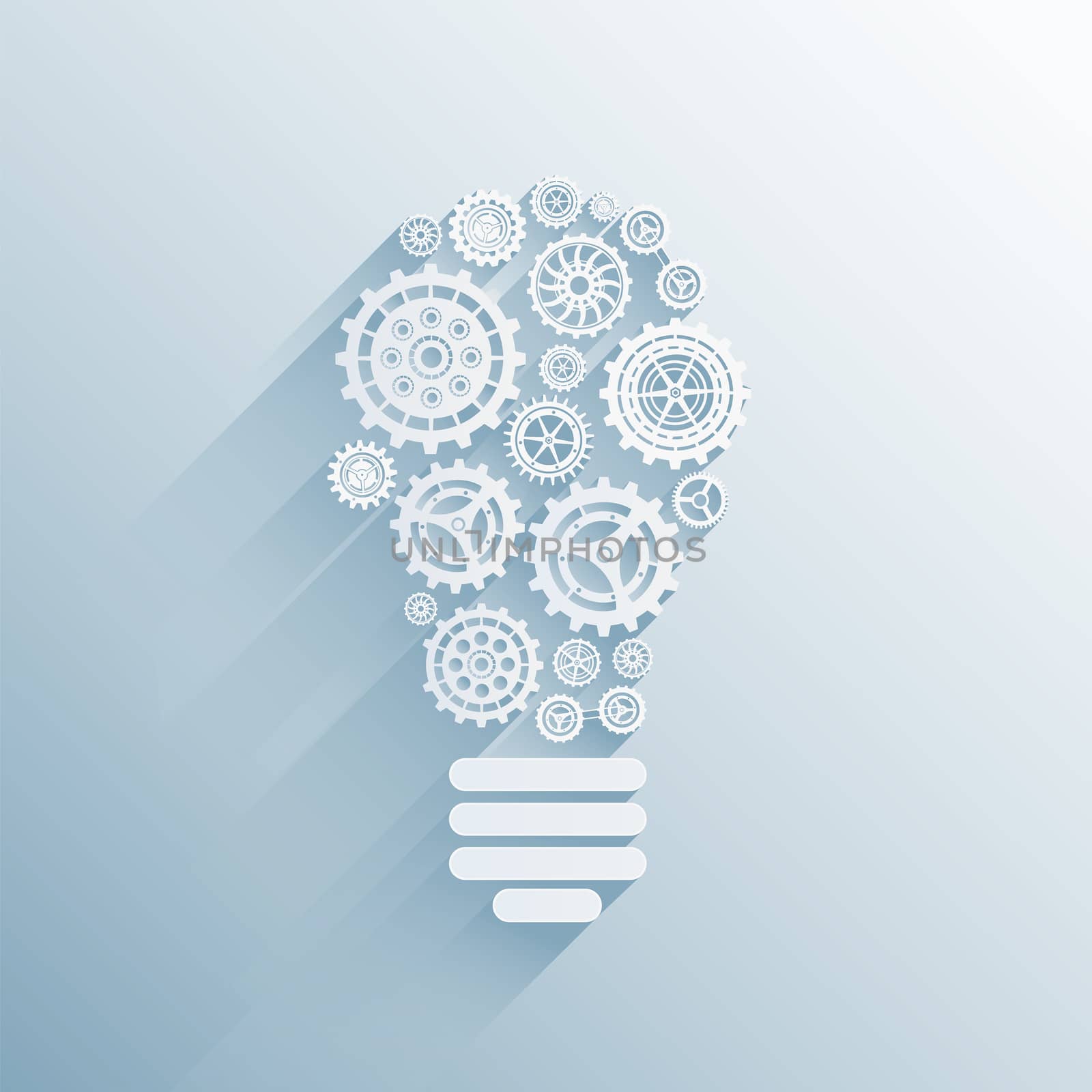 Digitally generated Light bulb made of cogs and wheels vector
