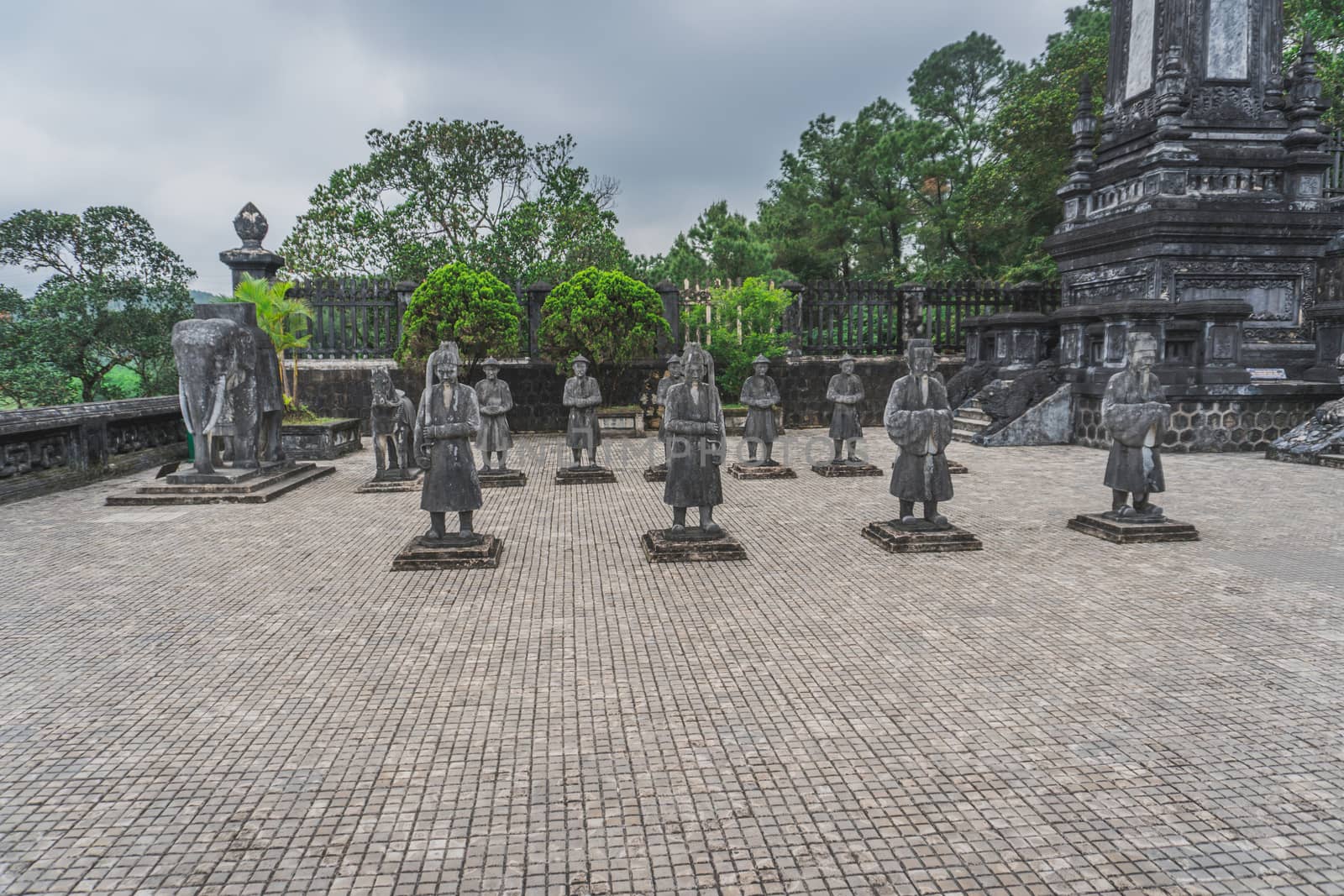 Hue city, Viet Nam: statues at Khai Dinh Tomb emperor in Hue, Vietnam. A UNESCO World Heritage Site. Hue, Vietnam