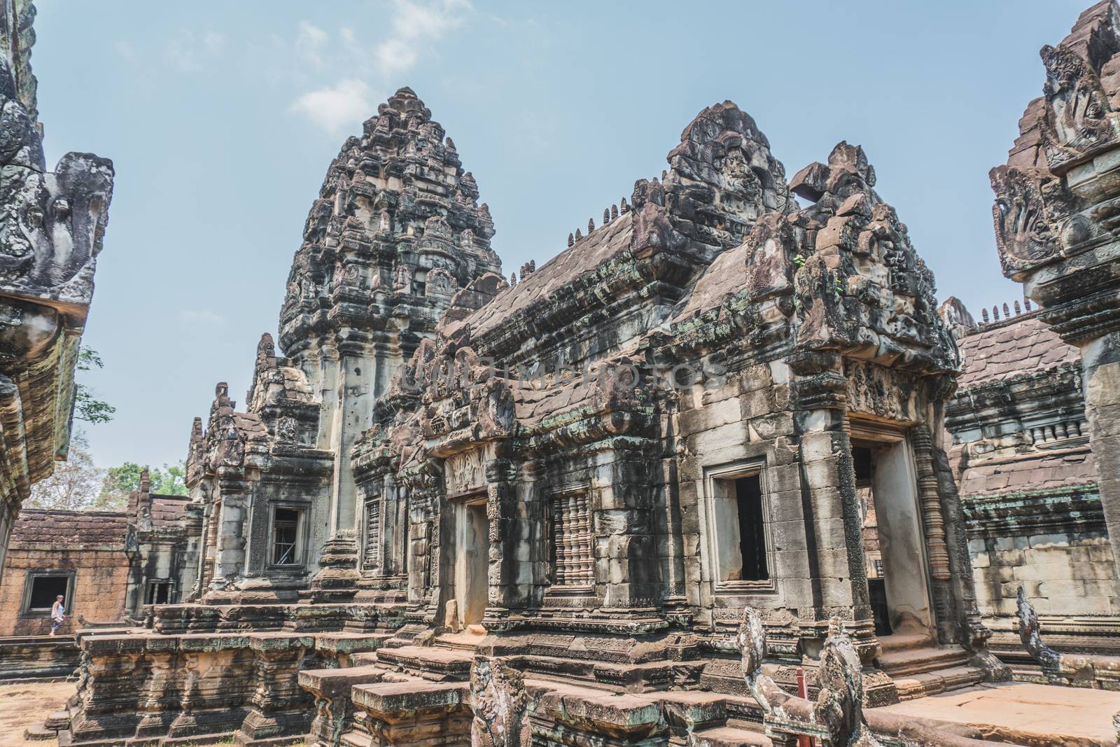 Ancient Angkor Wat Ruins Panorama. Banteay Srei Temple. Siem Reap, Cambodia 