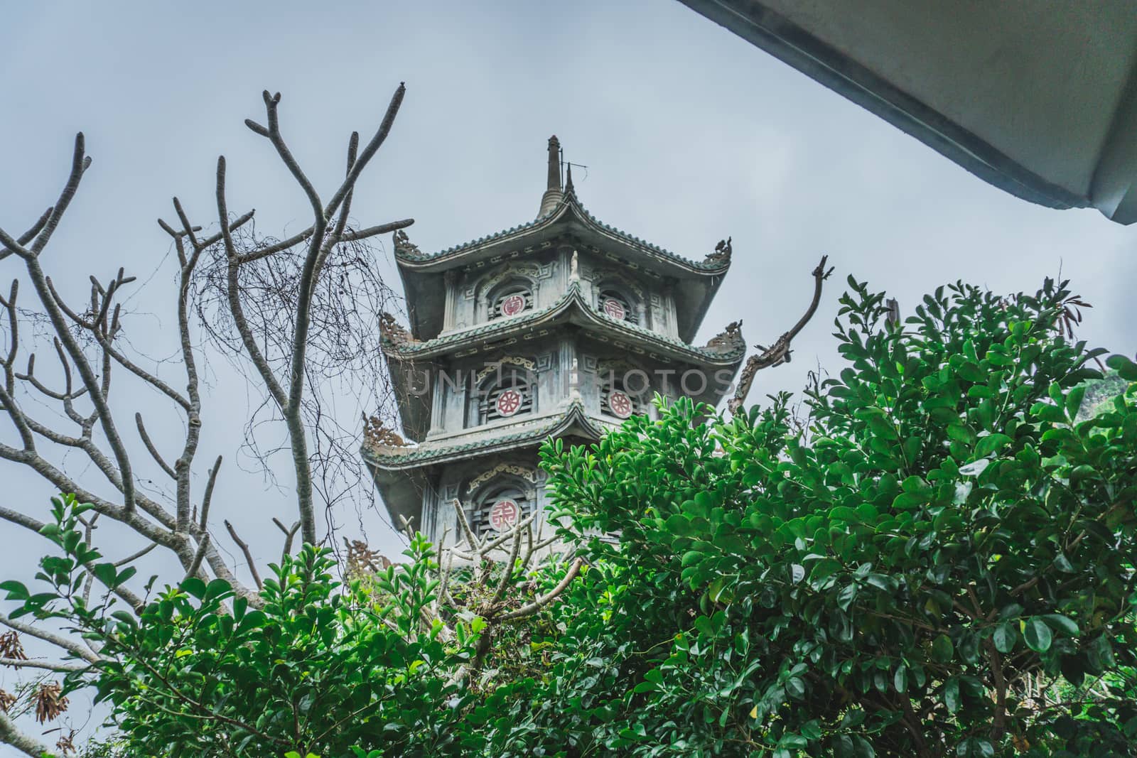 Temple pagoda at the marble mountains in Danang city in Vietnam. Danang , Vietnam 