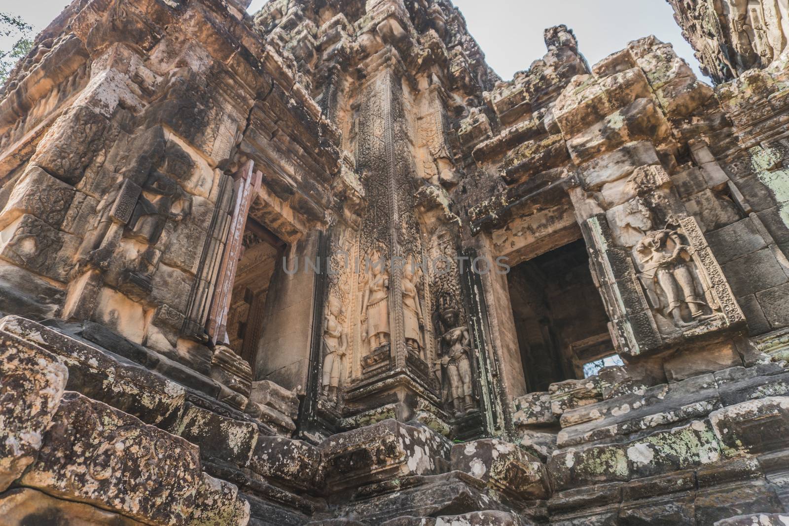 Ancient Angkor Wat Ruins Panorama. Thommanon Temple. Siem Reap, Cambodia 