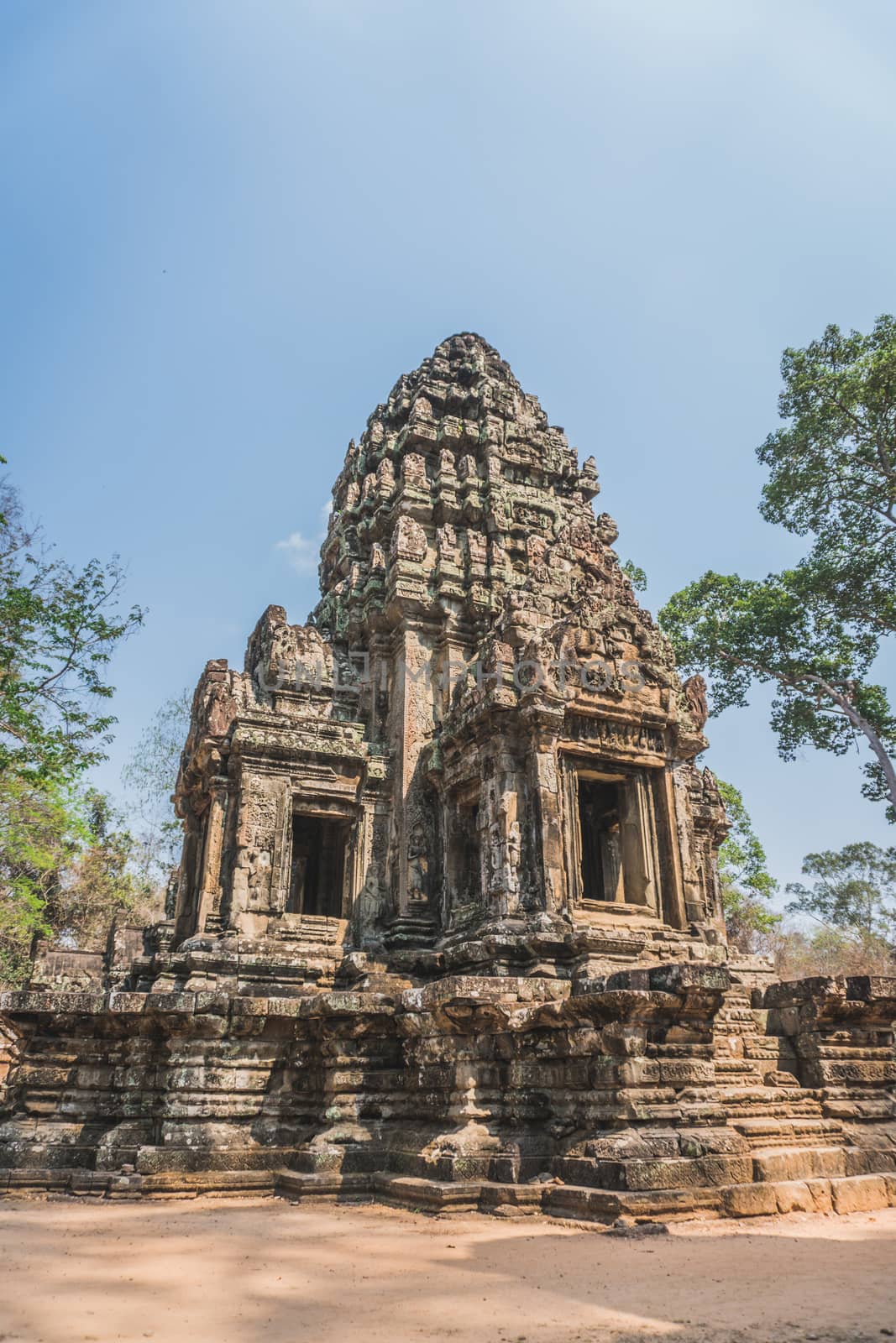 Ancient Angkor Wat Ruins Panorama. Thommanon Temple. Siem Reap, Cambodia