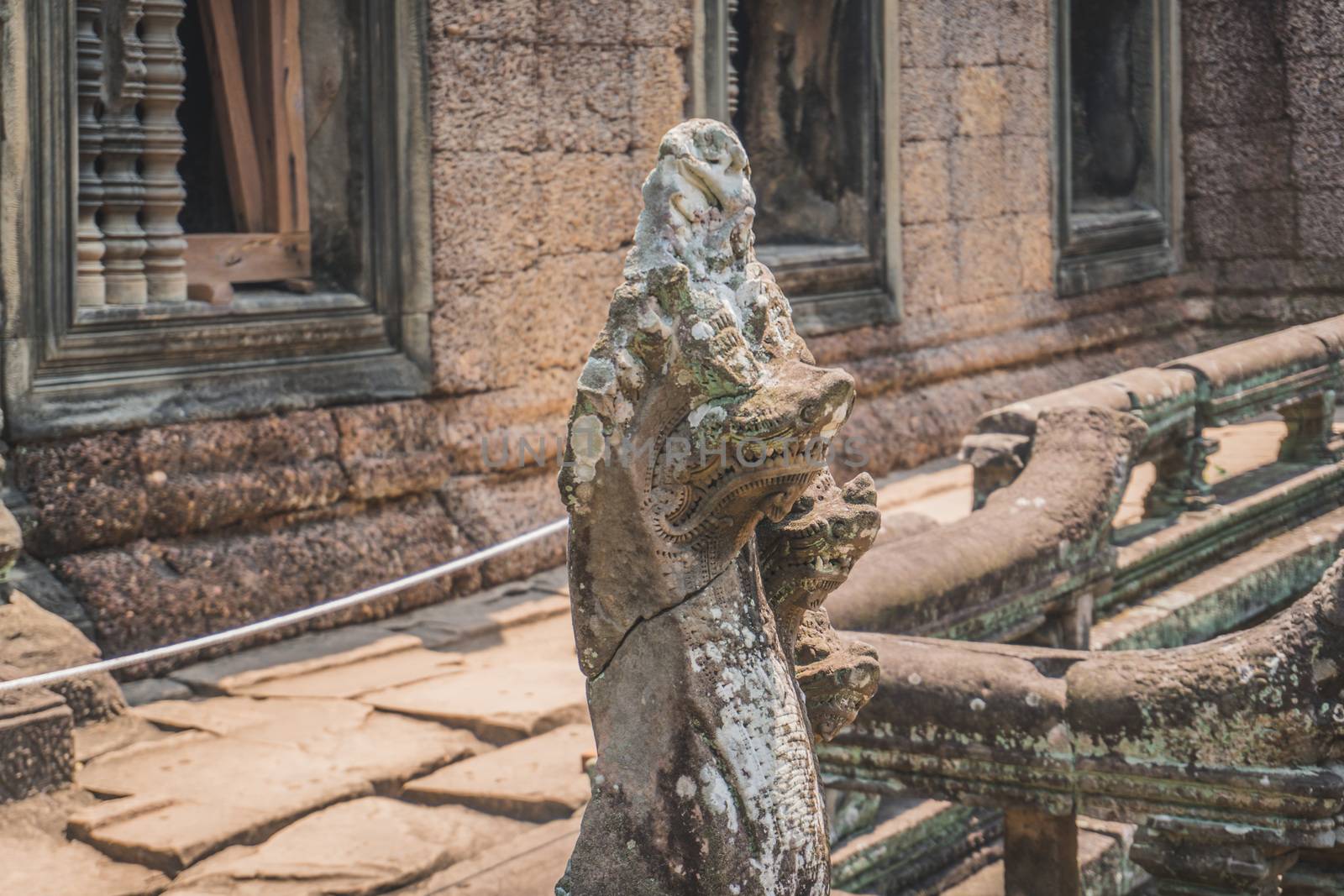 Beautiful close up of empty Angkor Wat temple complex. Banteay Srei Temple. Siem Reap, Cambodia 