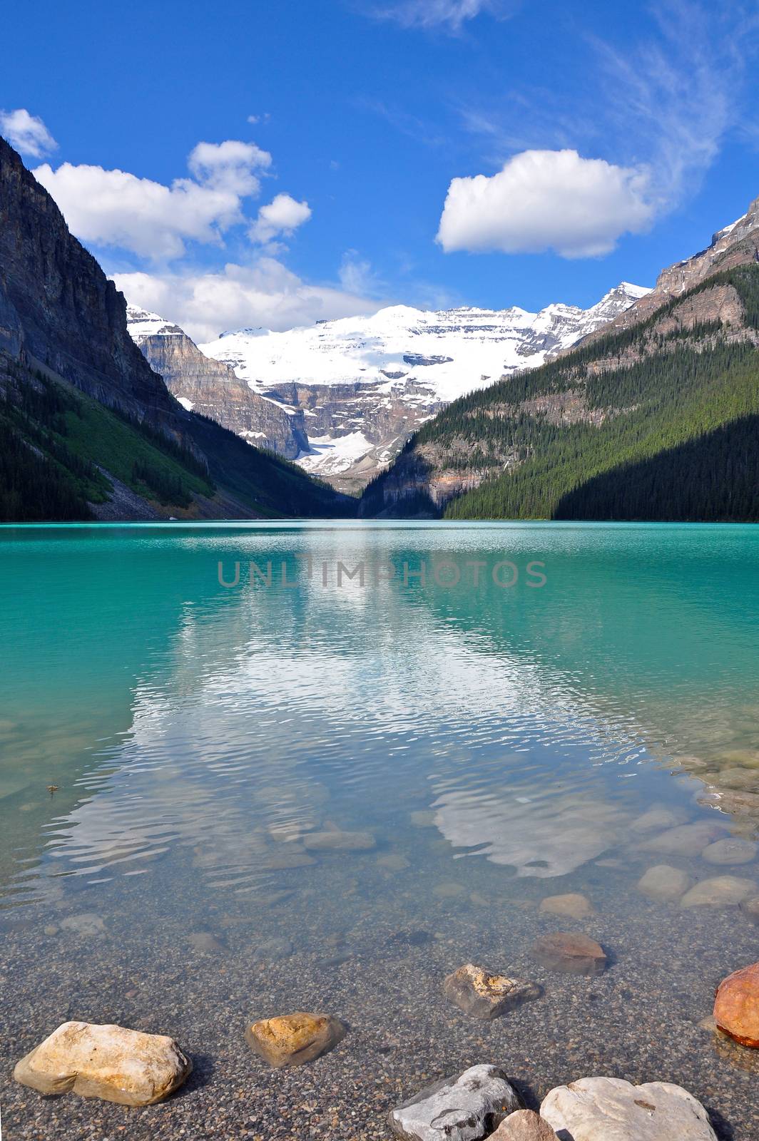 Scenic view of Lake Louise in Alberta Canada