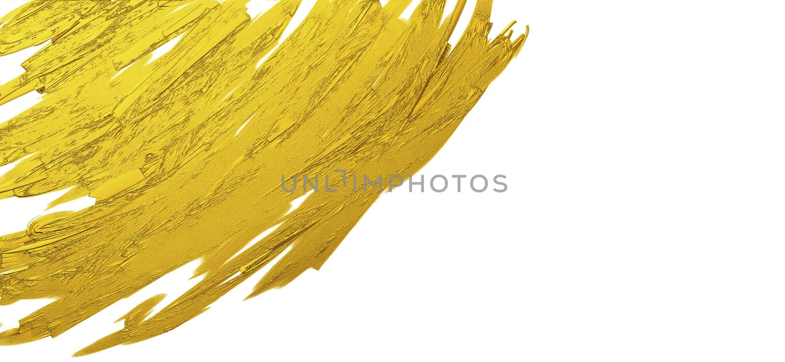 Gold brush stroke texture on white background