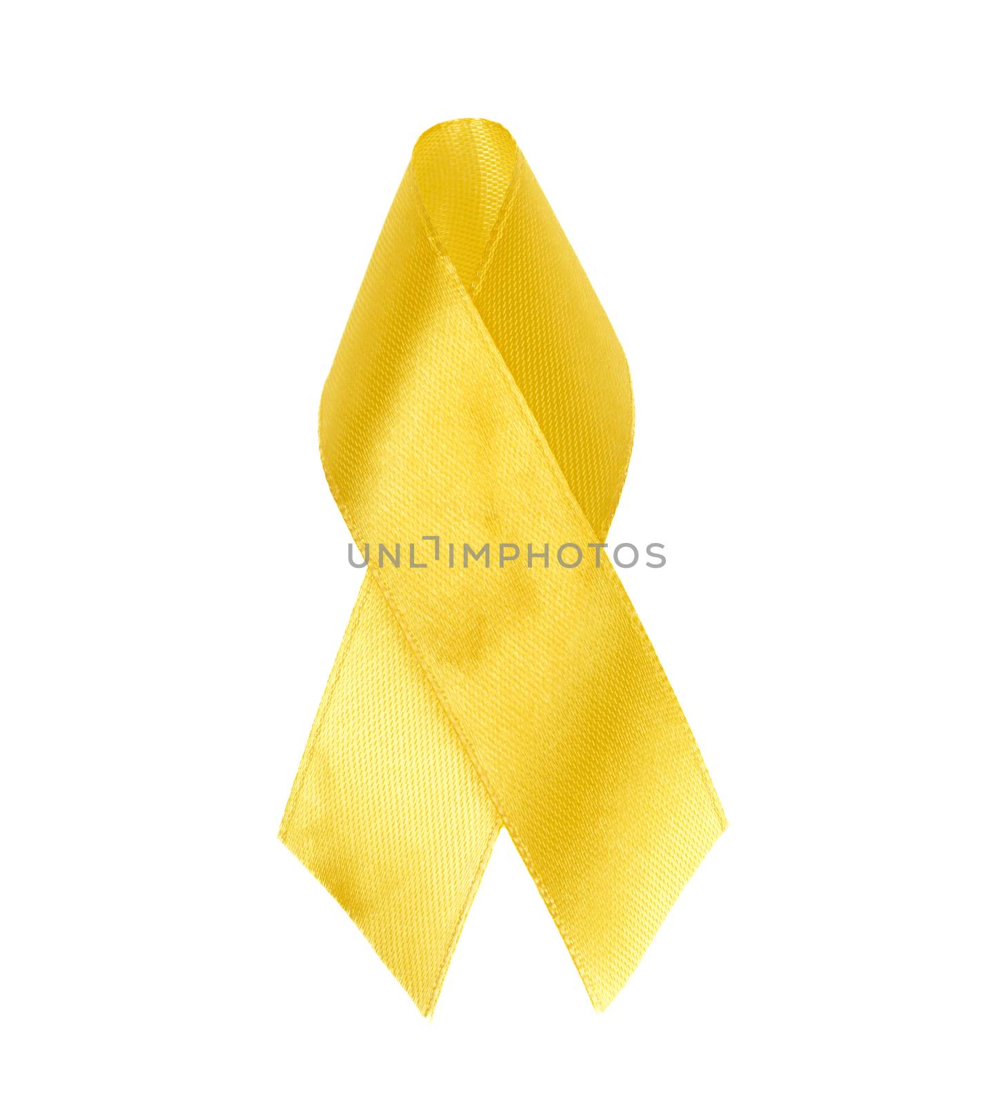 yellow silk ribbon loop on a white background by ndanko