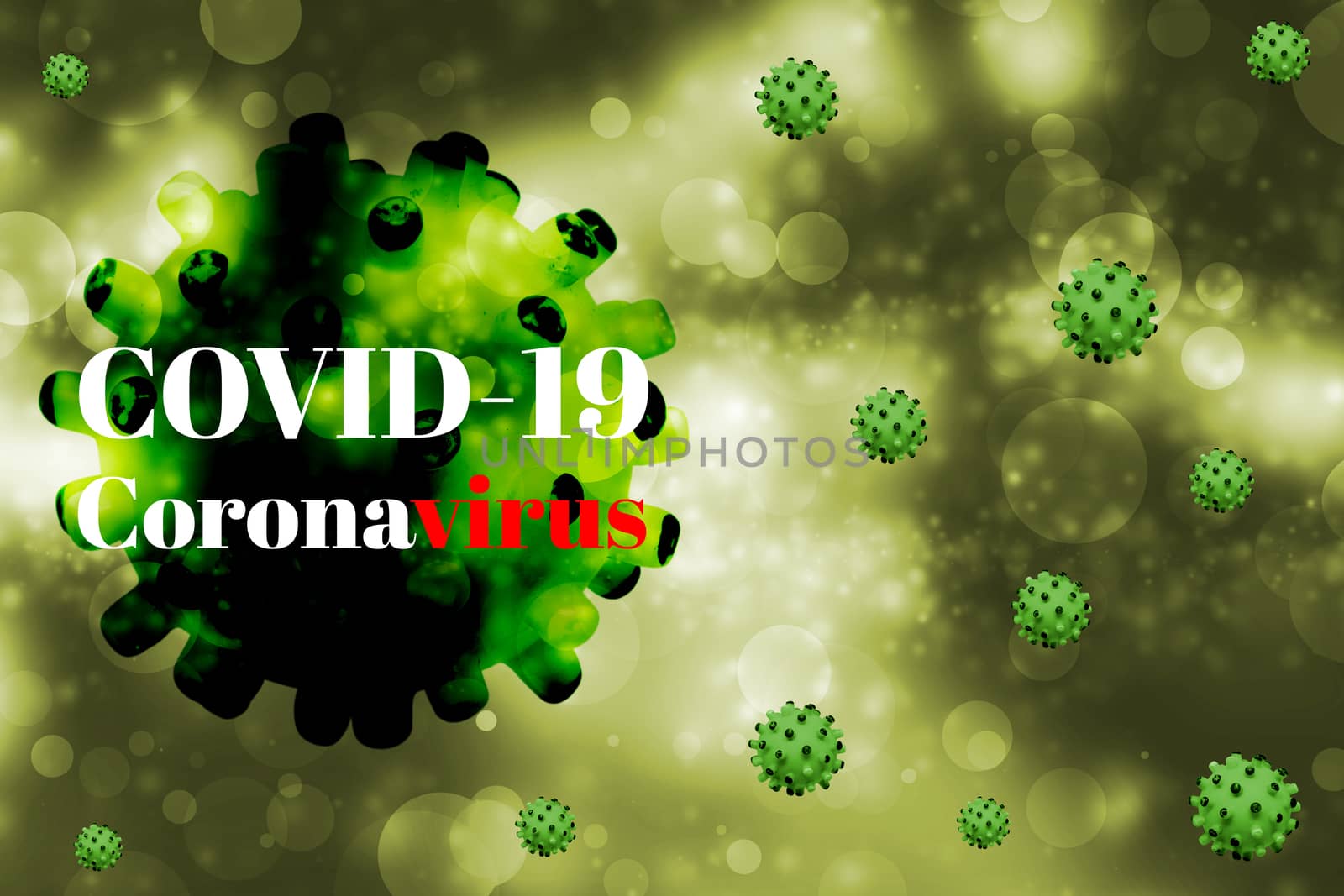 Abstract background of Coronavirus disease (COVID-19) causes respiratory illness (like the flu) with symptoms such as a cough, fever, and difficulty breathing for healthcare and medical concept