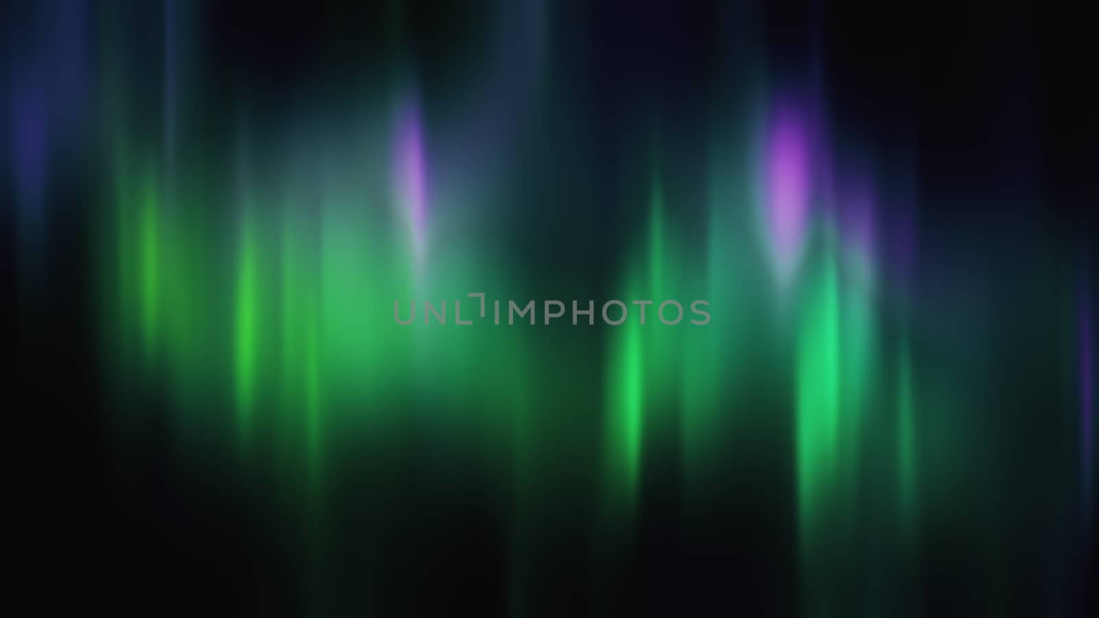 Realistic Aurora Borealis or Northern lights. Bright and beautiful green and purple polar light curtains on black background. 3D illustration overlay with alpha channel matte for compositing