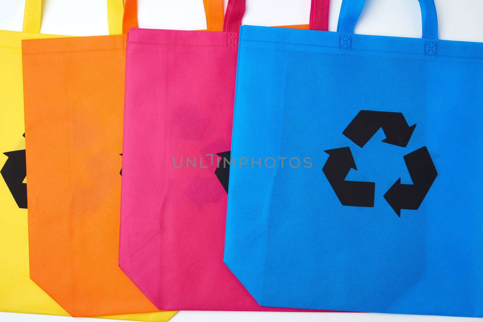 multi-colored viscose environmentally friendly bags, environmental conservation concept