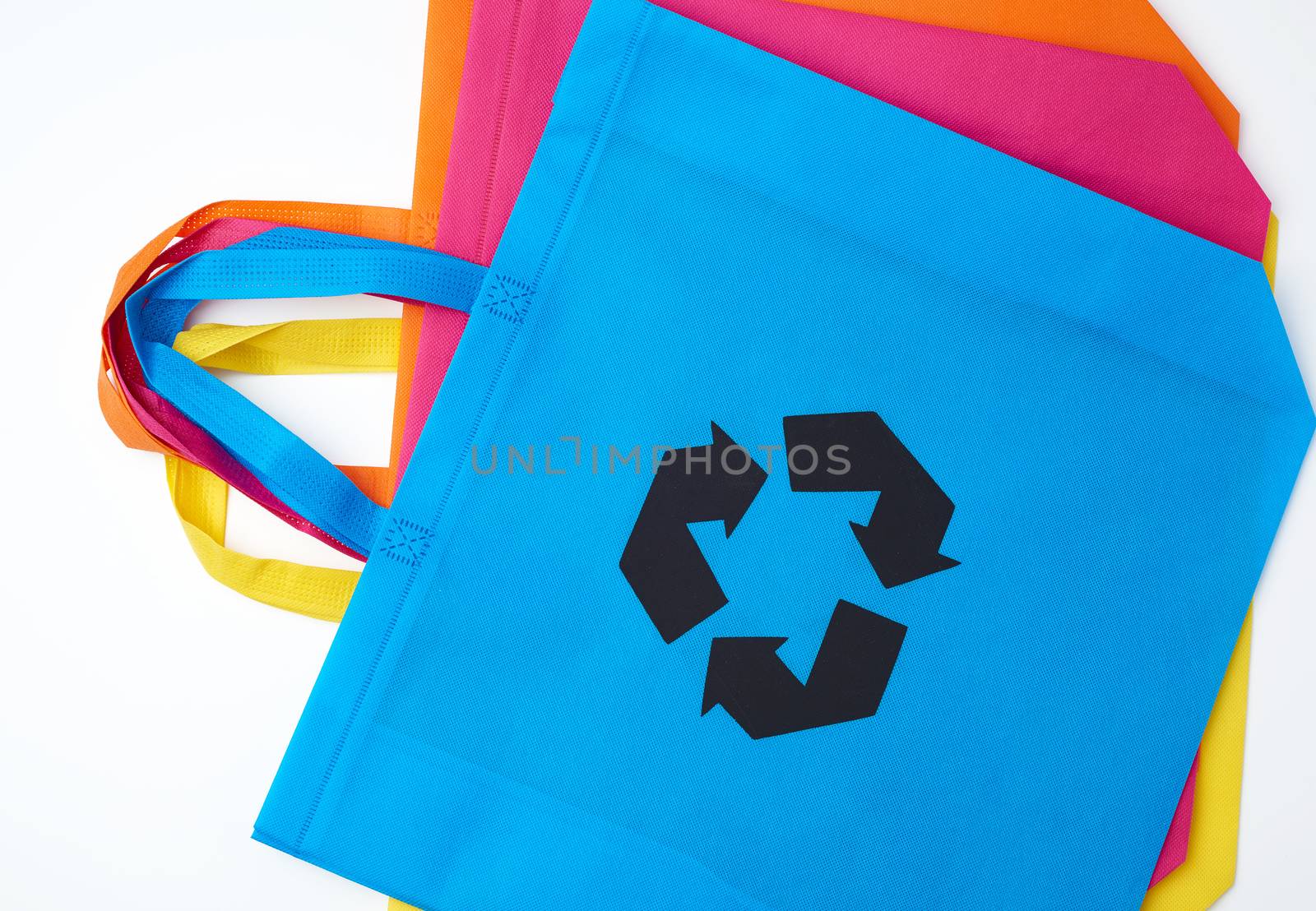 multi-colored viscose environmentally friendly bags, environmental conservation concept
