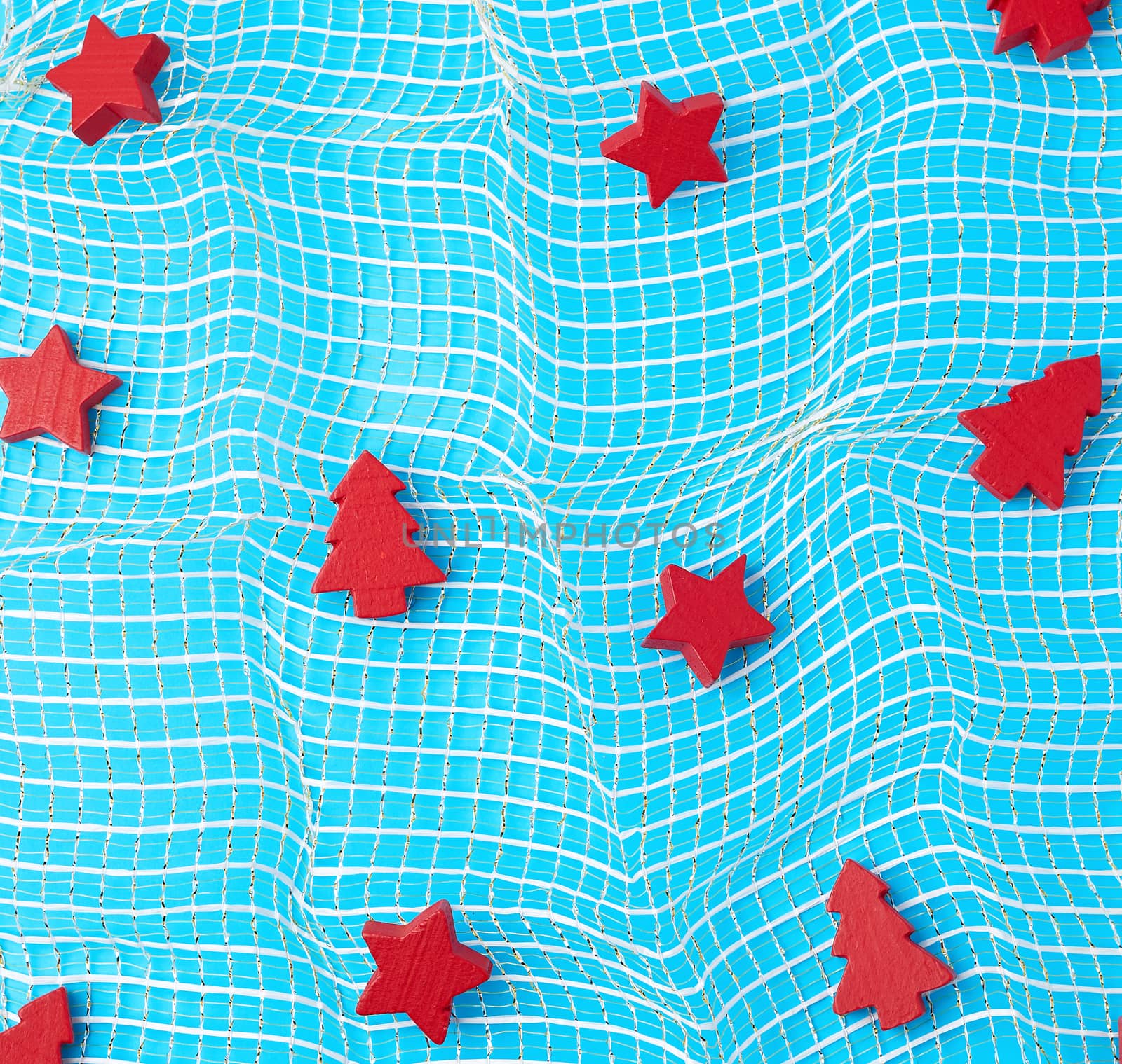 abstract blue background with christmas decor, close up