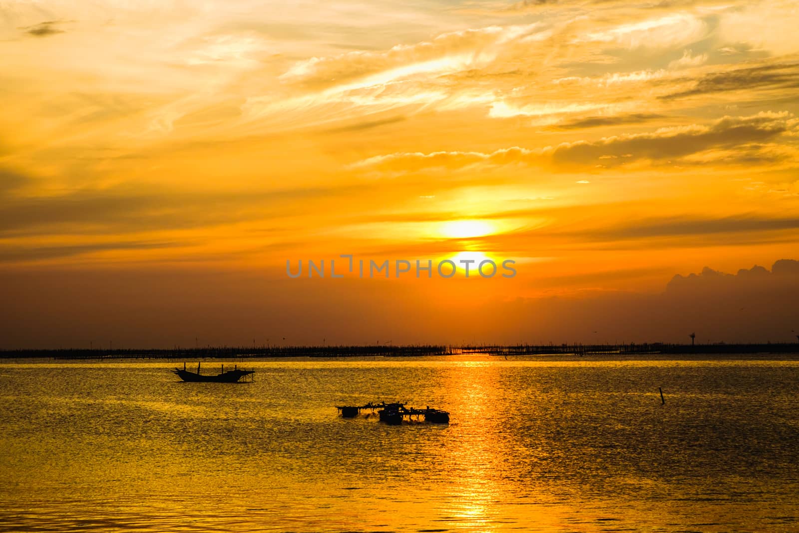 Beautiful twilight sky and sunset over the sea