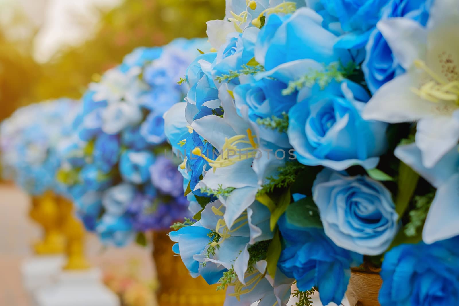 Blue bouquet of artificial flowers by iamnoonmai