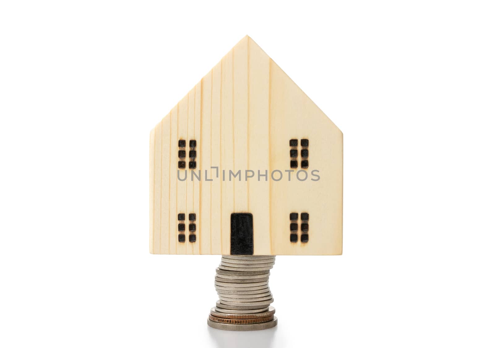 Home loans, coins saving with financial planning concept, Isolated on white background.