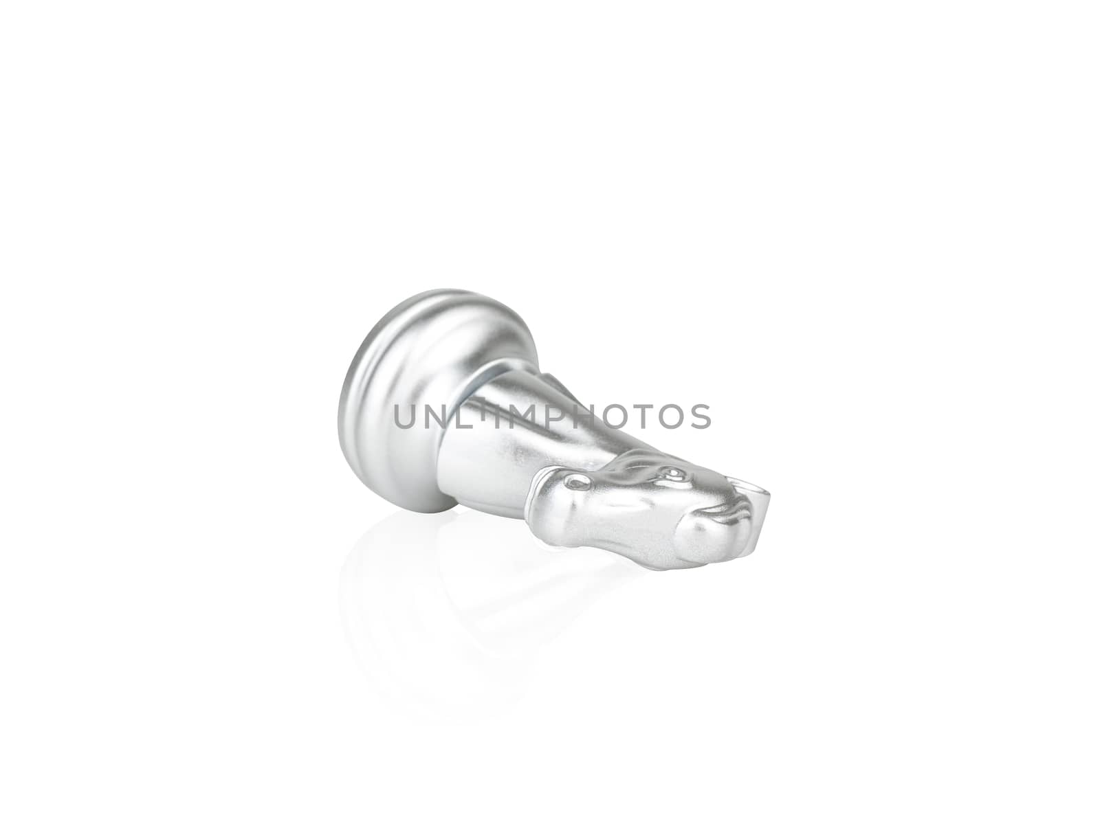 The silver Knight Chess pieces battle falling isolated on white background with clipping path