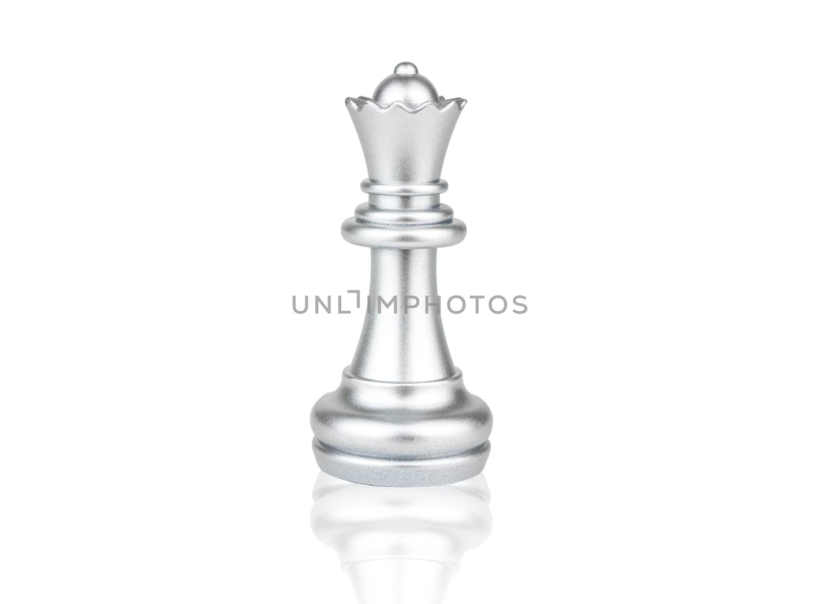 The silver Queen Chess pieces battle isolated on white background with clipping path