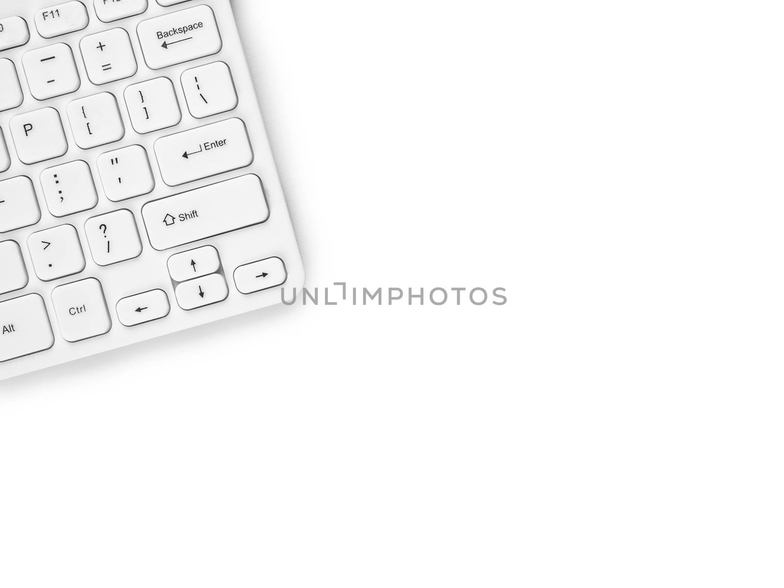 Modern wireless keyboard Isolated on white background with copy  by Amankris