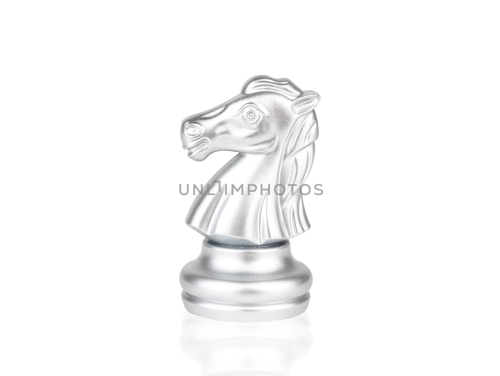 The Silver Knight Chess pieces battle isolated on white background with clipping path