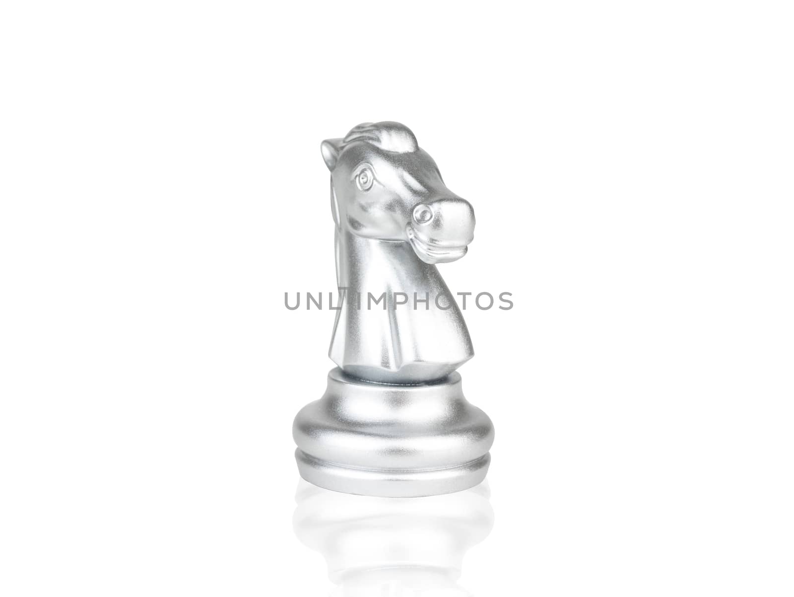 The silver Knight Chess pieces battle isolated on white background with clipping path