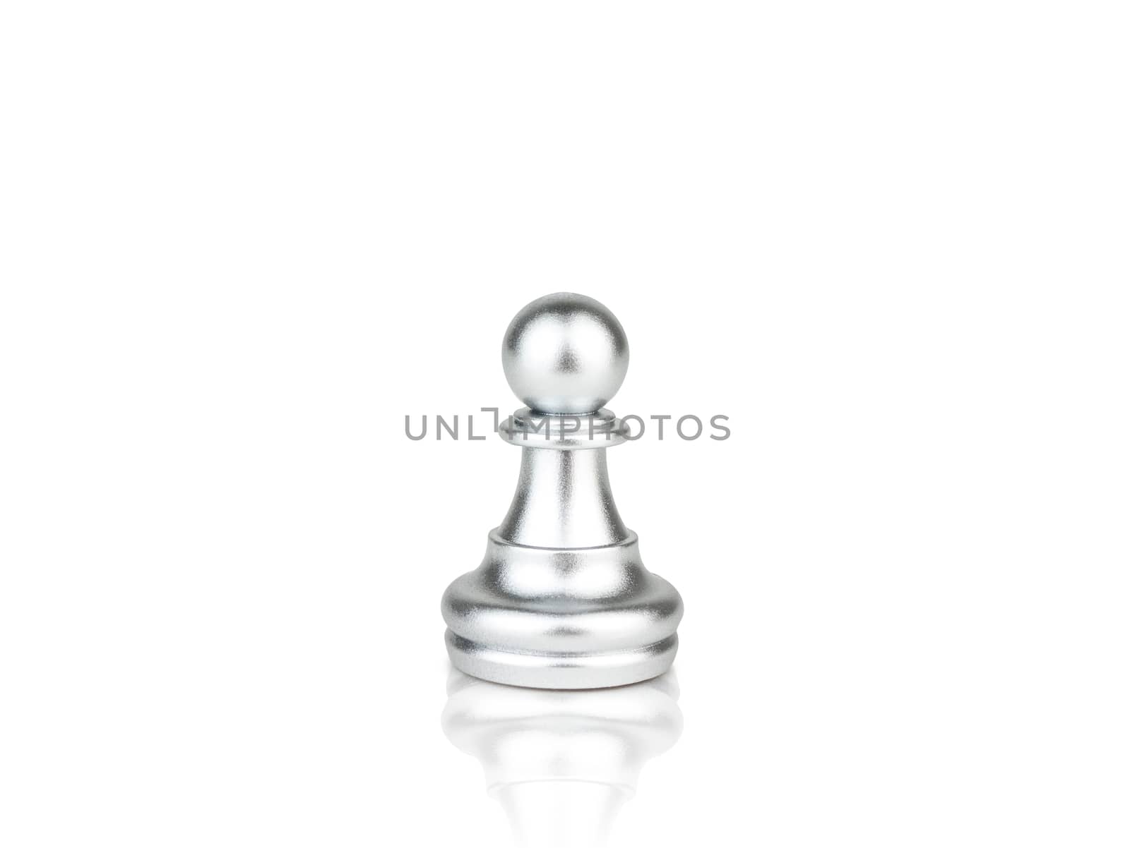 The silver Pawn Chess pieces battle isolated on white background with clipping path